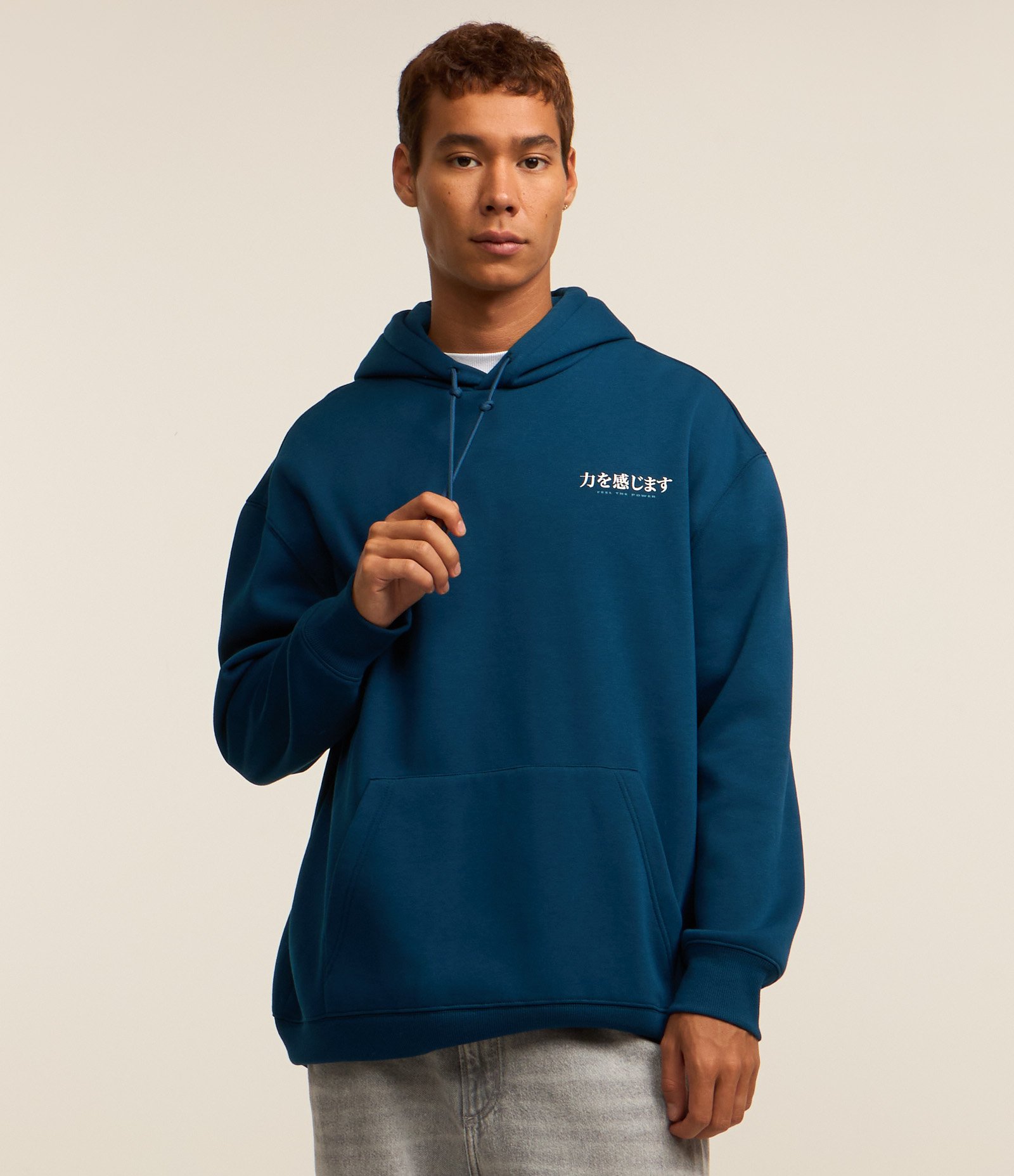 Blusão Relaxed em Moletom com Estampa Oriental e Peixe Carpa Azul 3