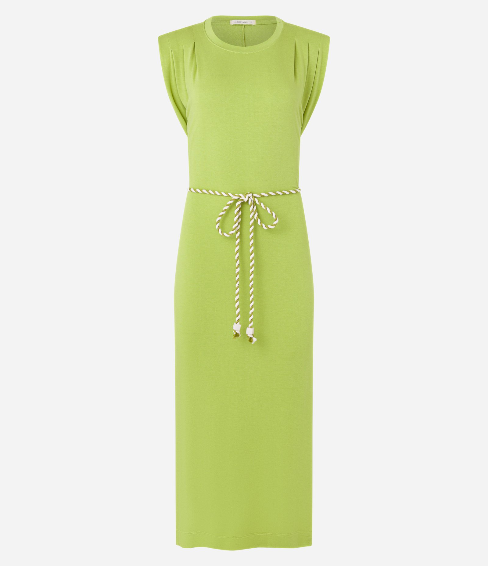 Vestido New Midi em Moletinho com Ombreira e Cinto de Cordão Verde 5