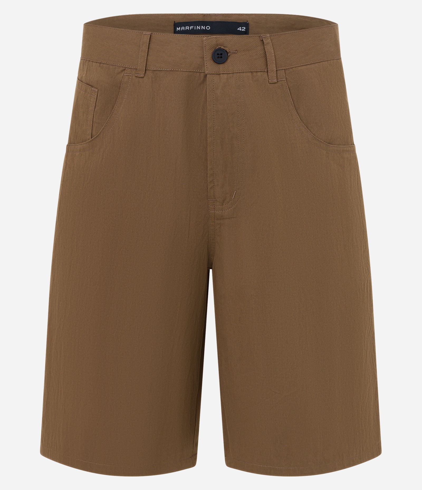 Bermuda Ampla em Sarja e Cós com Passantes Marrom 6