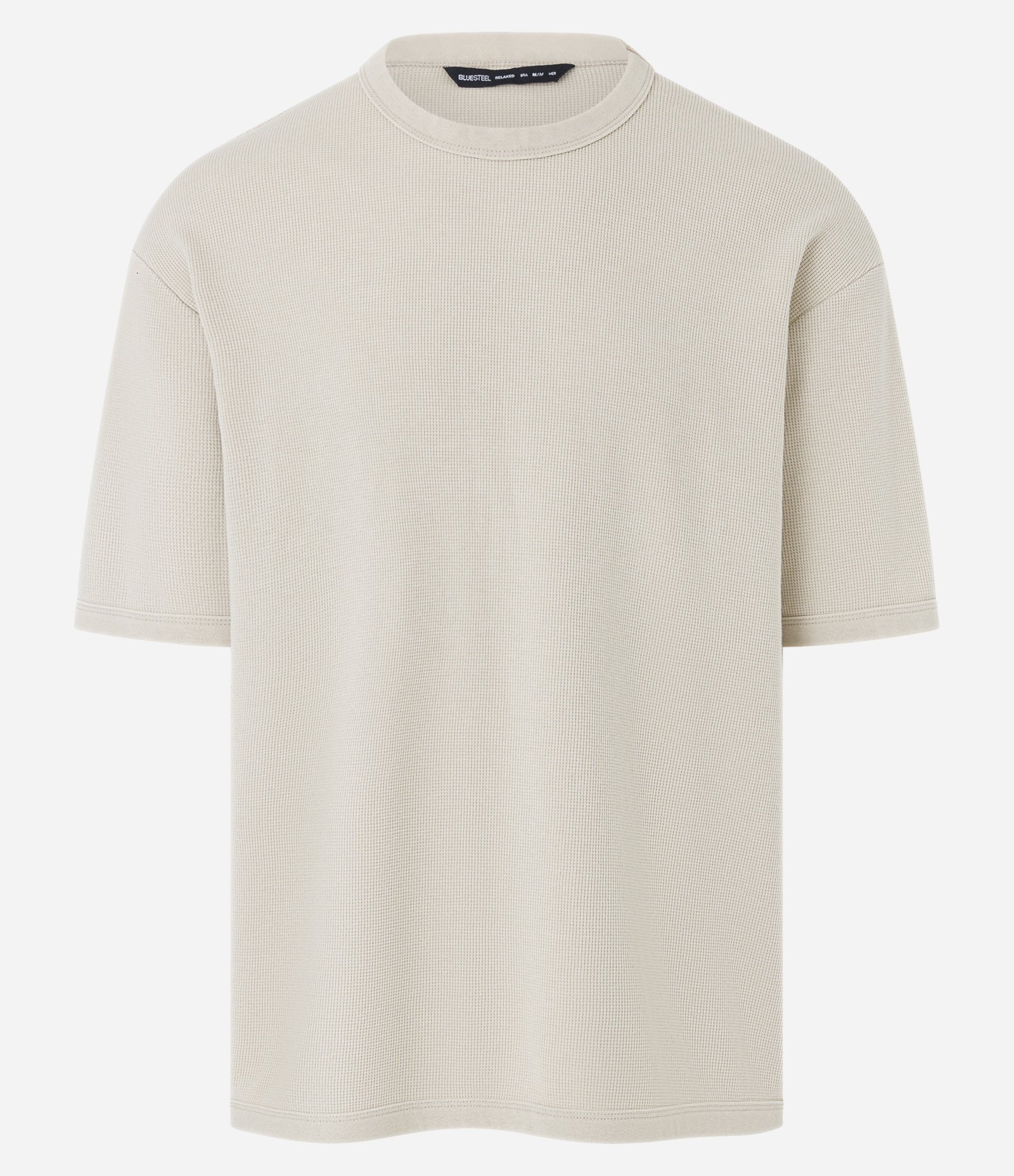 Camiseta Relaxed em Malhão Estonado com Textura Mini Waffle Bege 6