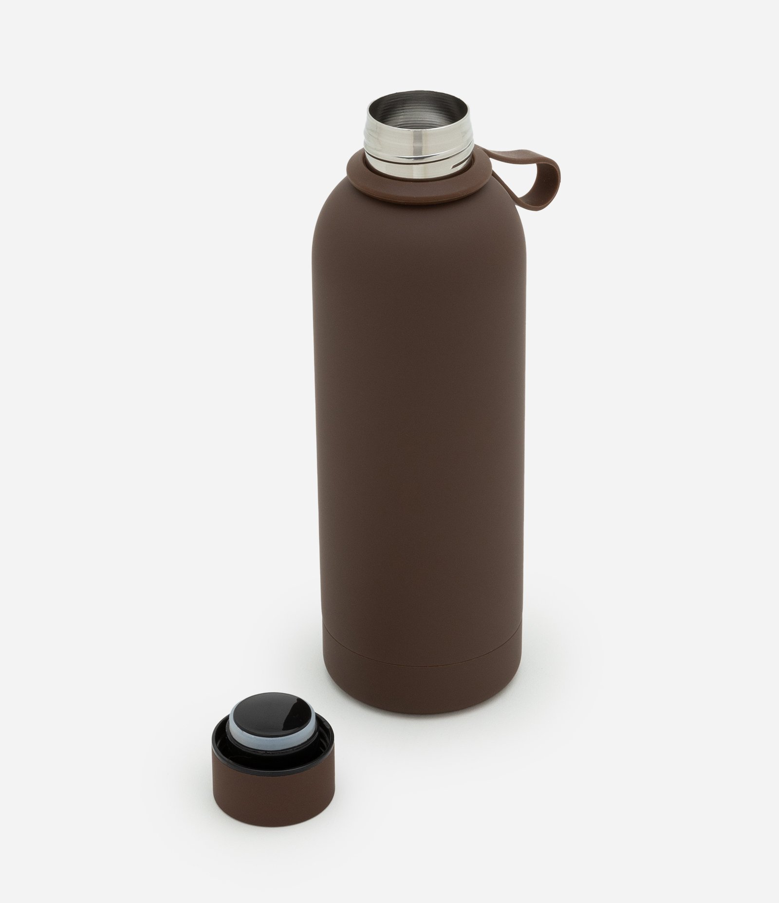 Garrafa Térmica em Metal com Textura Emborrachada 500ml Marrom 4