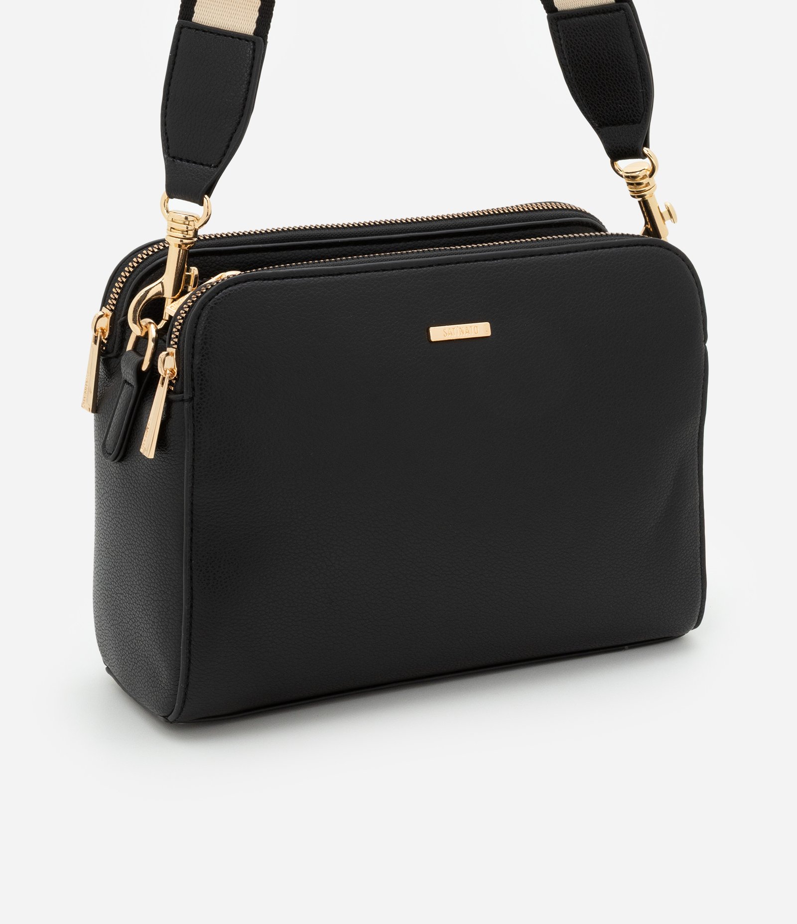 Bolsa Transversal Média em PU com Alça Gorgorão Preto 2