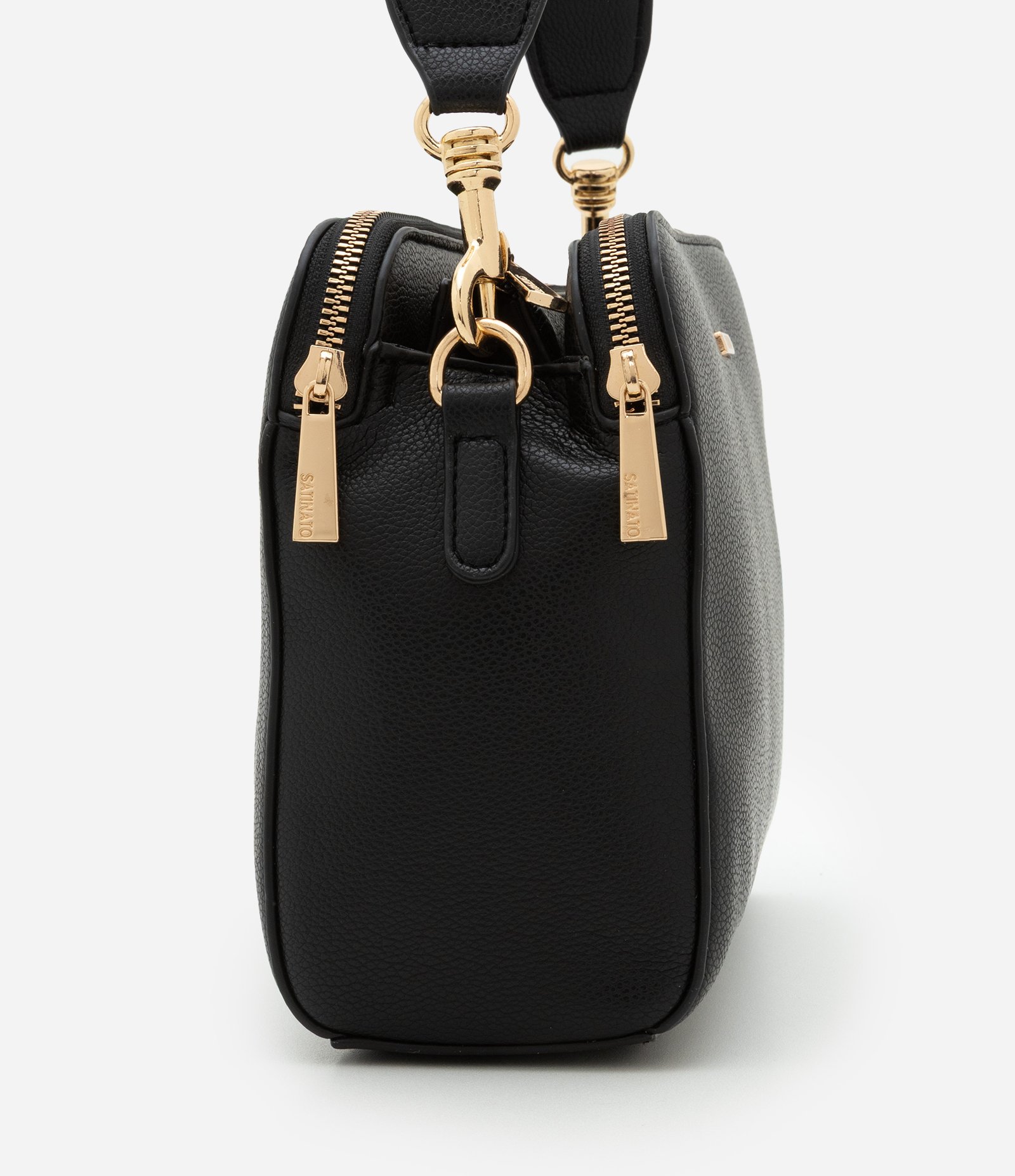 Bolsa Transversal Média em PU com Alça Gorgorão Preto 3