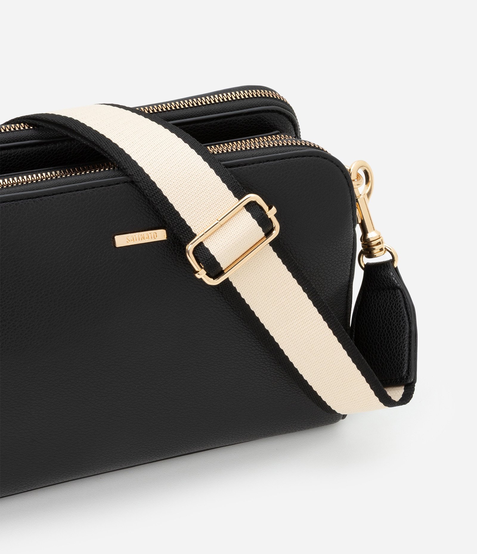 Bolsa Transversal Média em PU com Alça Gorgorão Preto 7