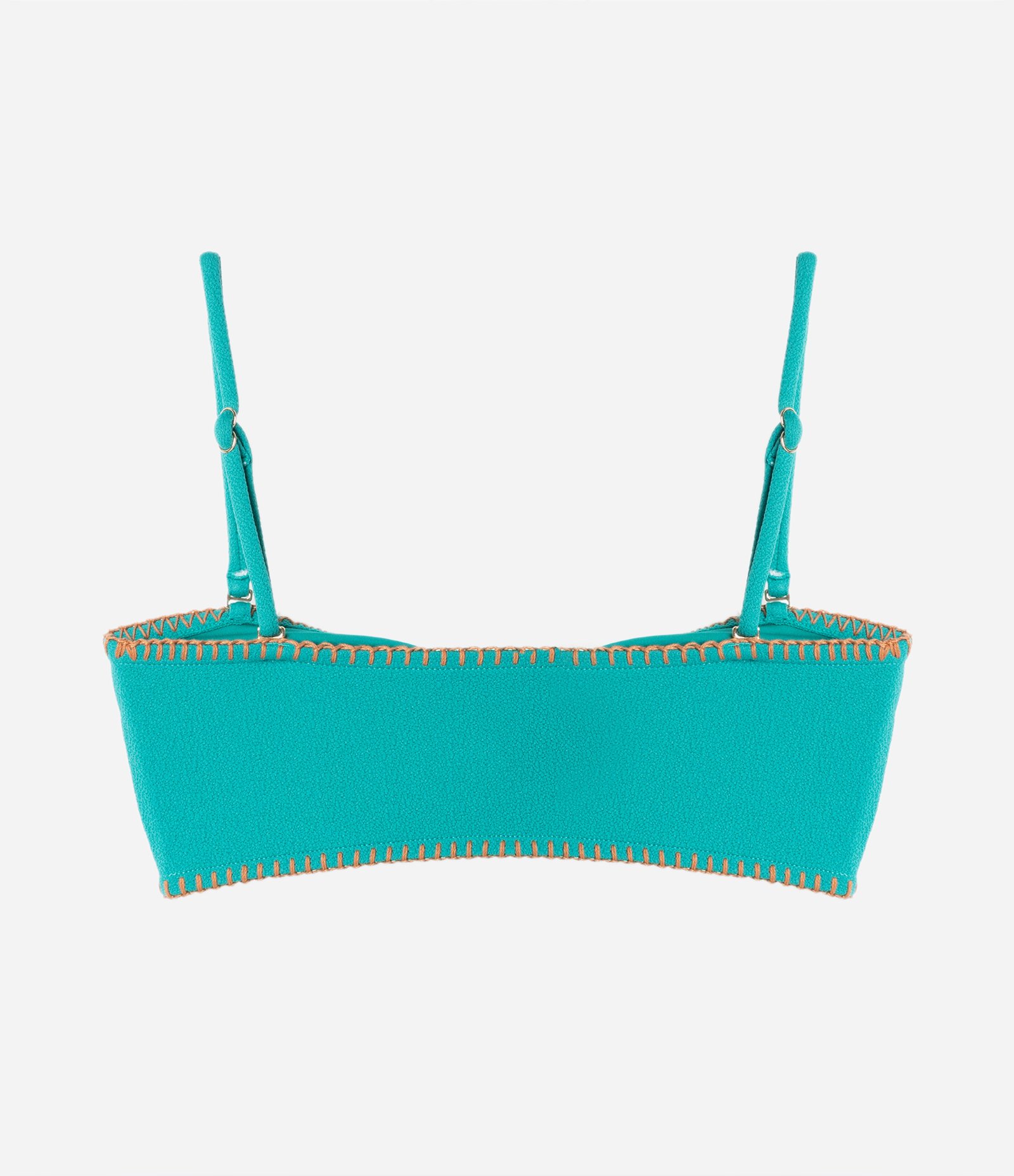 Biquíni Top Bandeau com Amarração Frontal Texturizado e com Pesponto Contrastante Verde 7