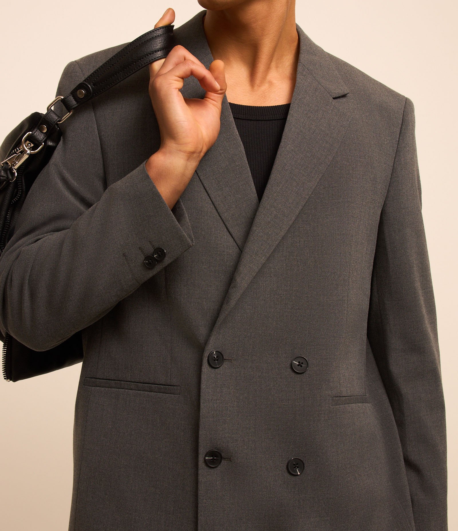 Blazer Boxy Alfaiataria com Abotoamento Duplo Cinza 3