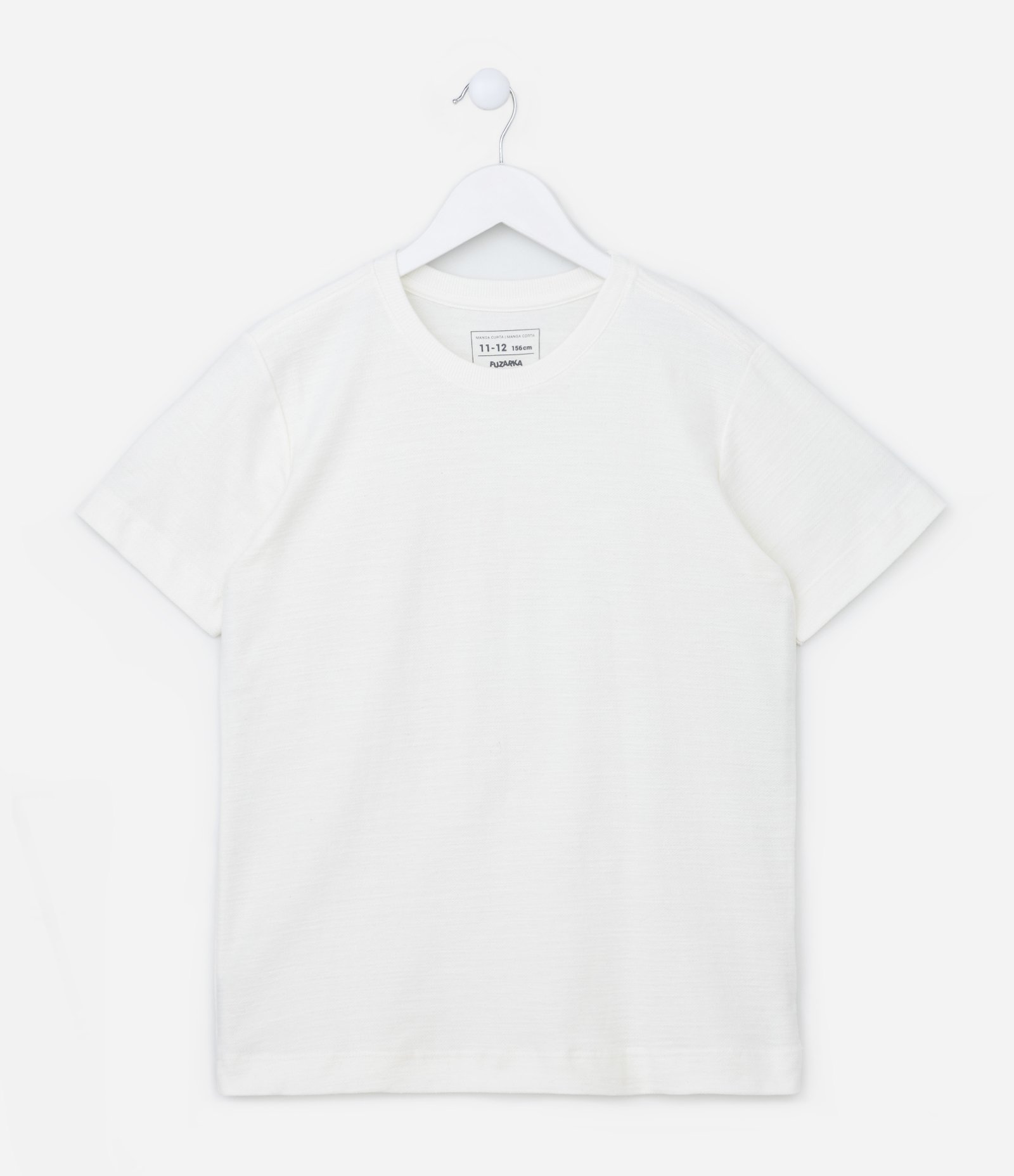 Camiseta Comfort Infantil Texturizada em Malha Flamê - Tam 5 a 14 anos Branco 1