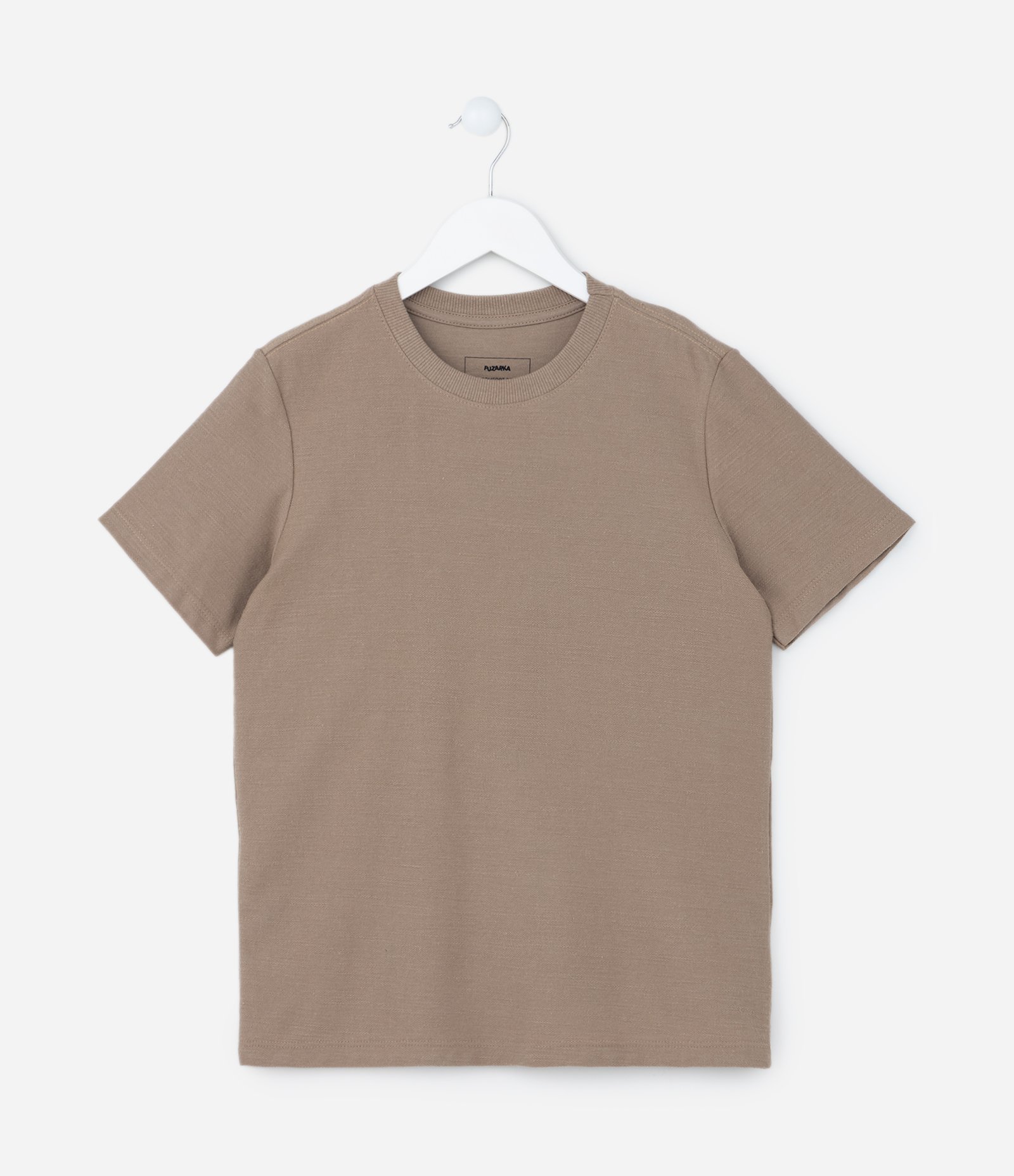 Camiseta Comfort Infantil Texturizada em Malha Flamê - Tam 5 a 14 anos Marrom 1