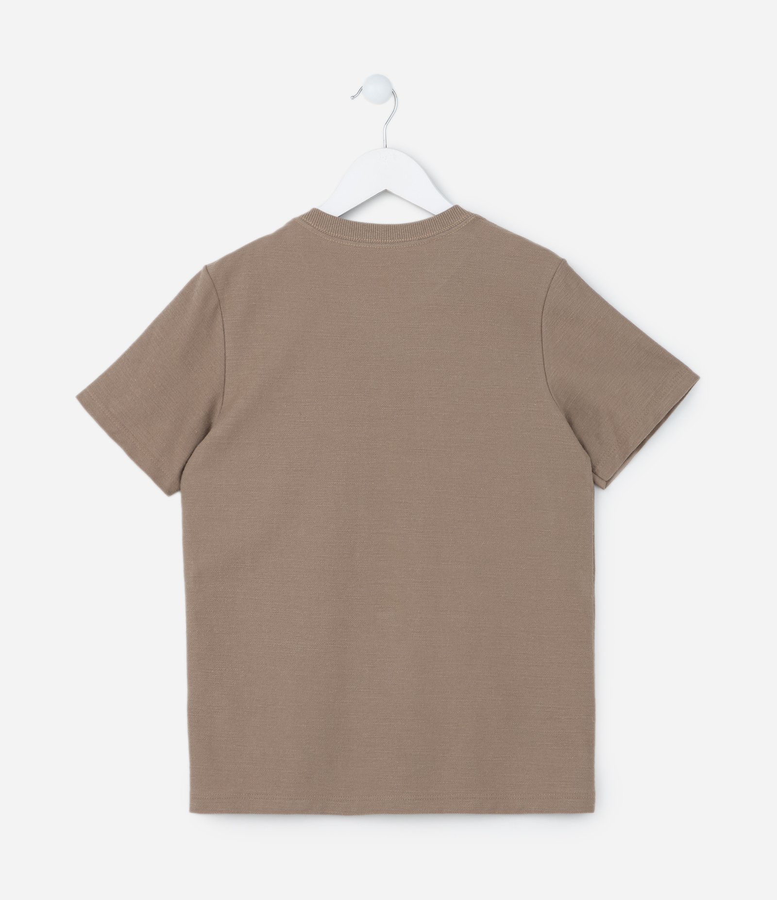 Camiseta Comfort Infantil Texturizada em Malha Flamê - Tam 5 a 14 anos Marrom 2