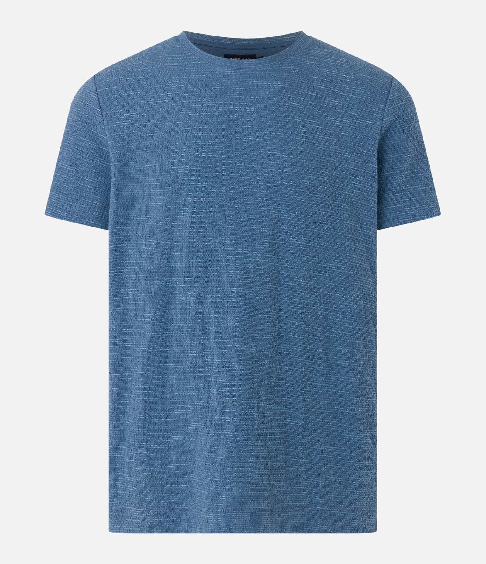 Camiseta Regular em Malha Texturizada Azul 6