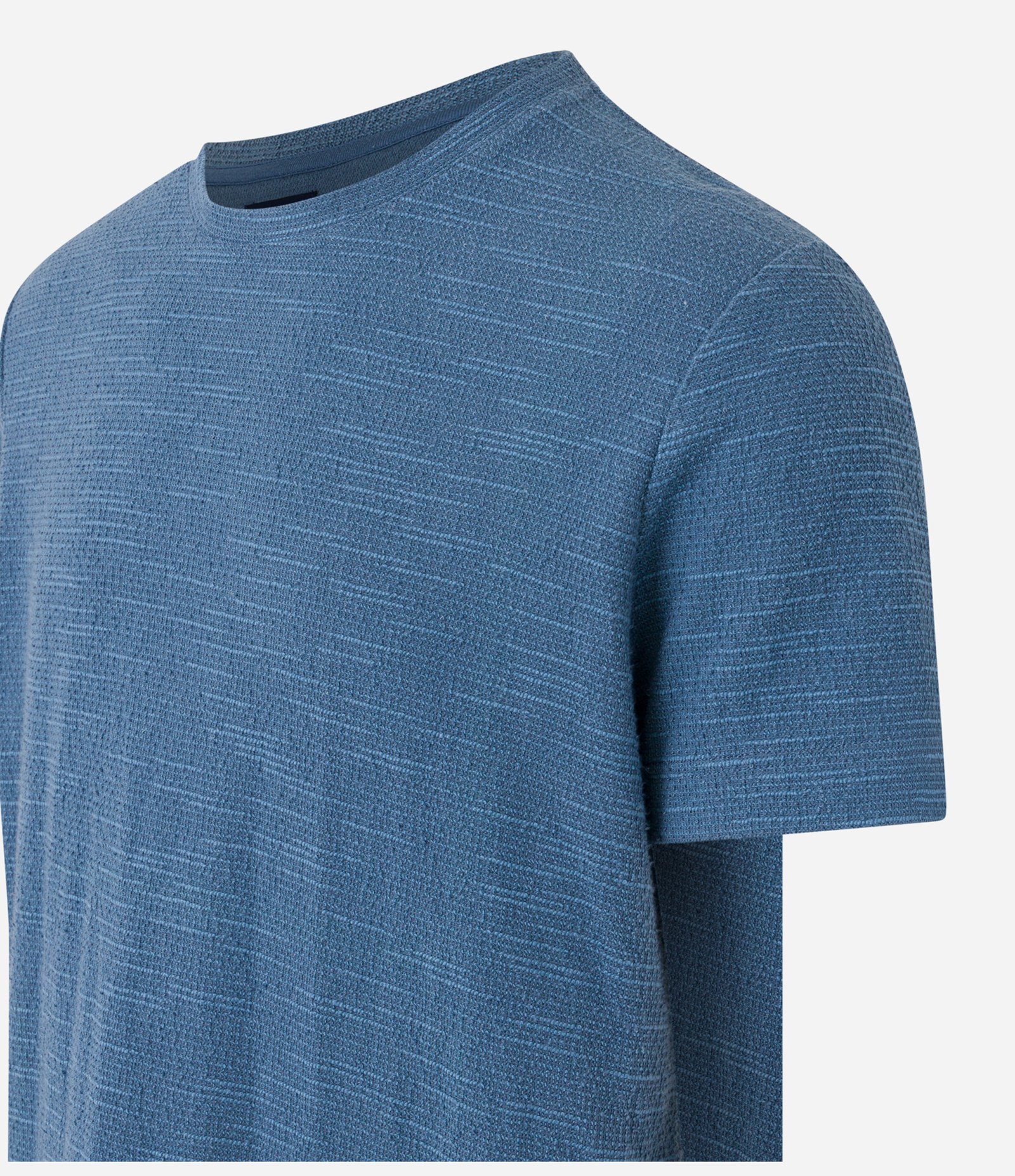 Camiseta Regular em Malha Texturizada Azul 7