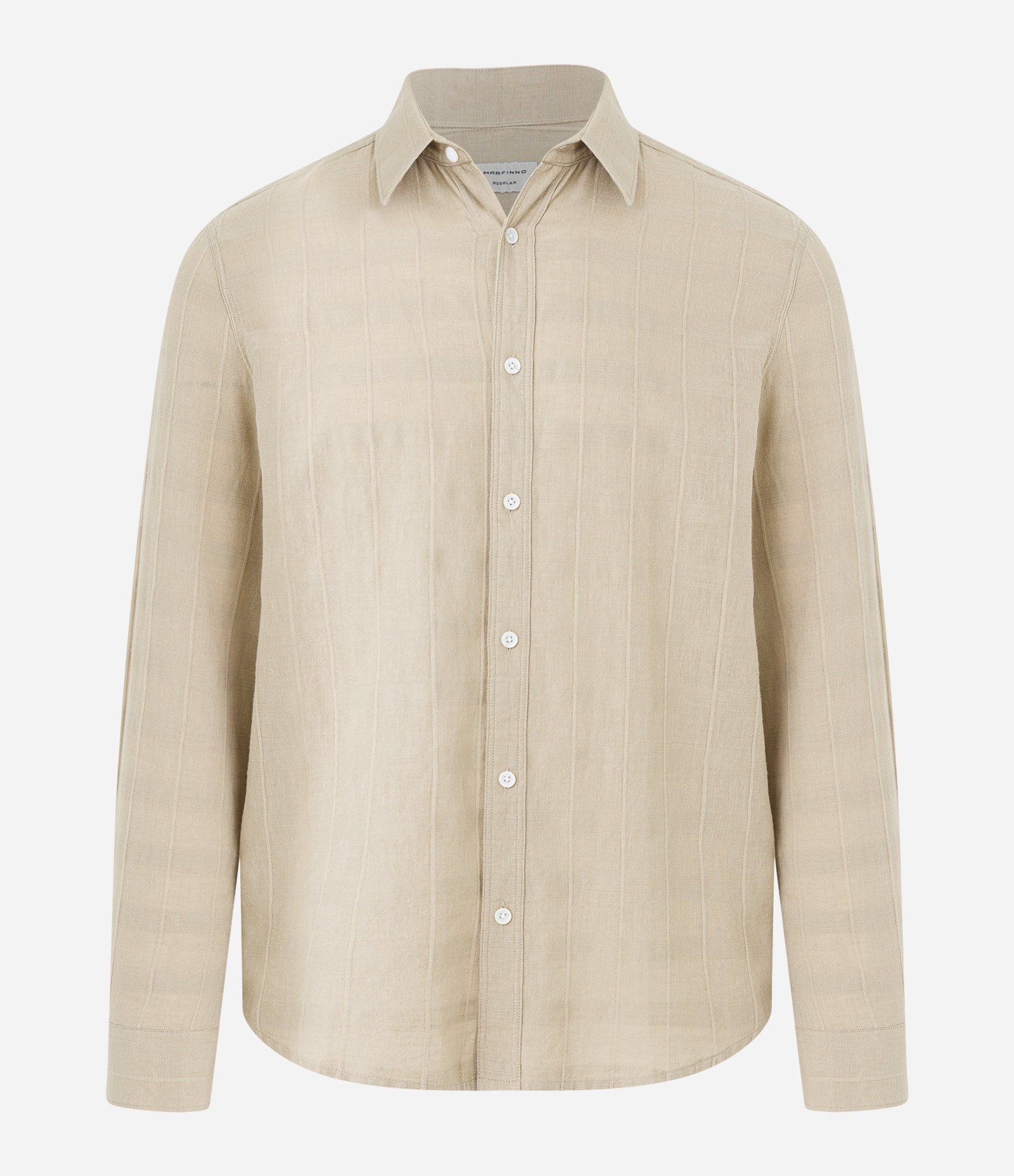 Camisa Regular em Linho com Textura Grid e Manga Longa 5