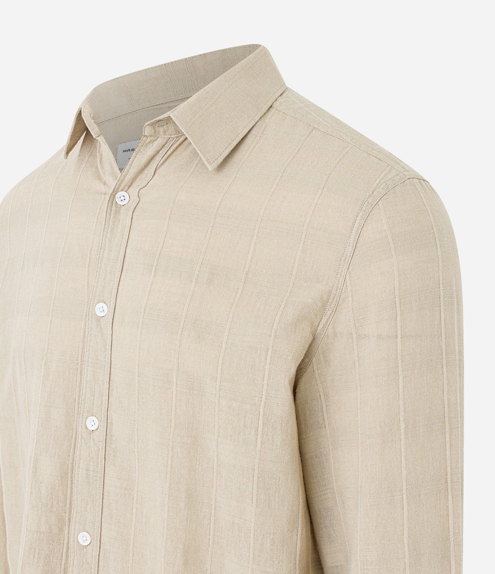 Camisa Regular em Linho com Textura Grid e Manga Longa 6