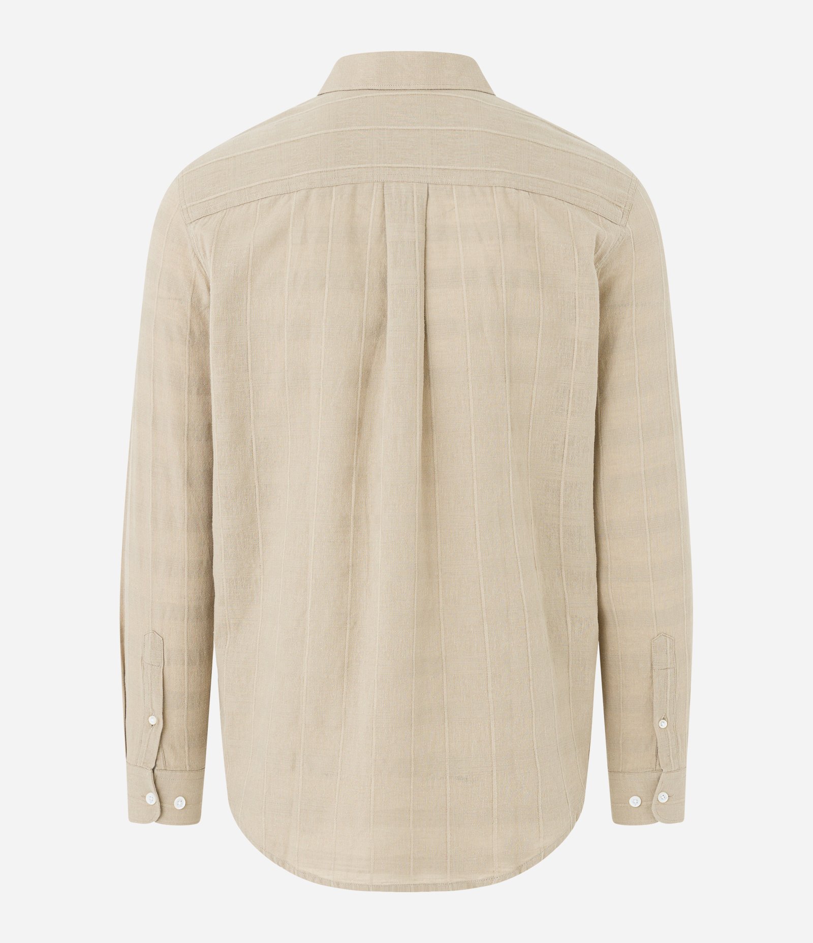 Camisa Regular em Linho com Textura Grid e Manga Longa 7