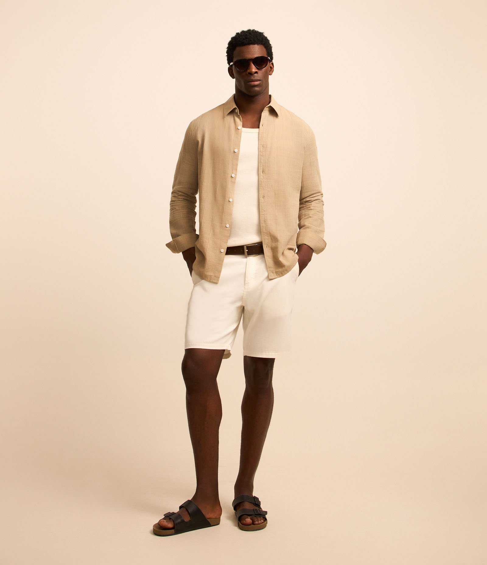 Camisa Regular em Linho com Textura Grid e Manga Longa 2