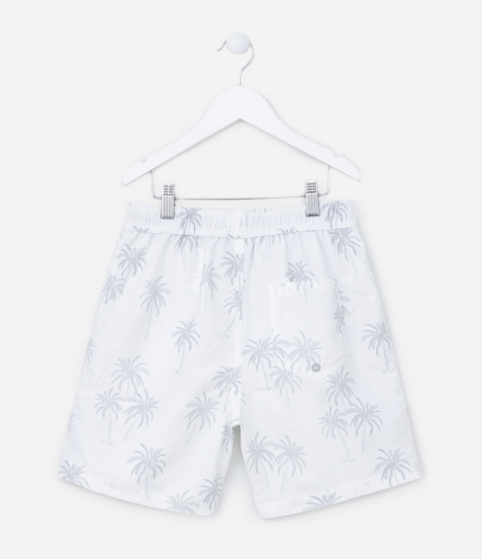 Bermuda Infantil em Microfibra com Estampa Coqueiros - Tam 5 a 14 Anos Branco 2