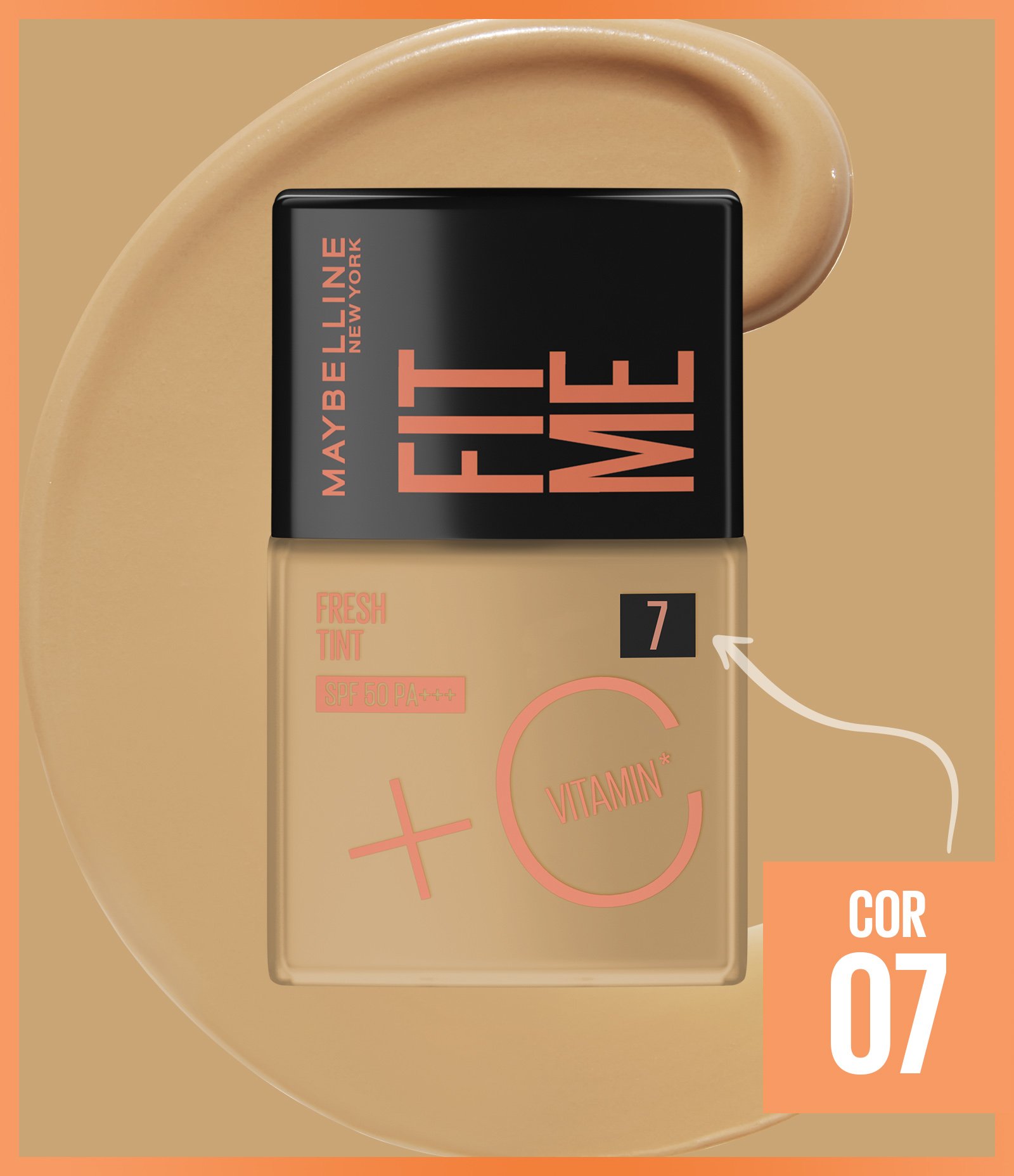 Base Liquida Maybelline NY Fit Me Fresh Tint com Vitamina C e FPS50 COR 07 6