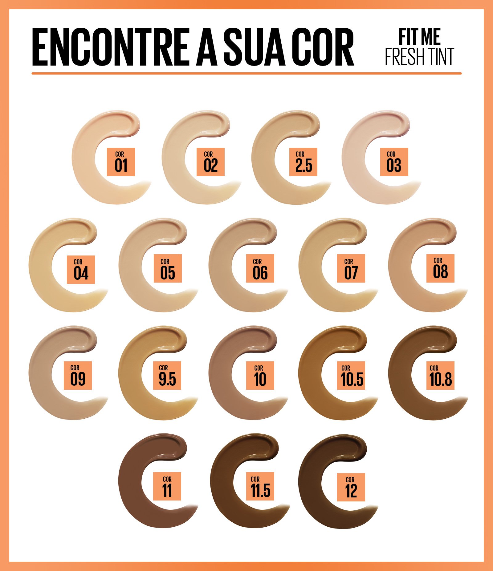 Base Liquida Maybelline NY Fit Me Fresh Tint com Vitamina C e FPS50 COR 10,8 7