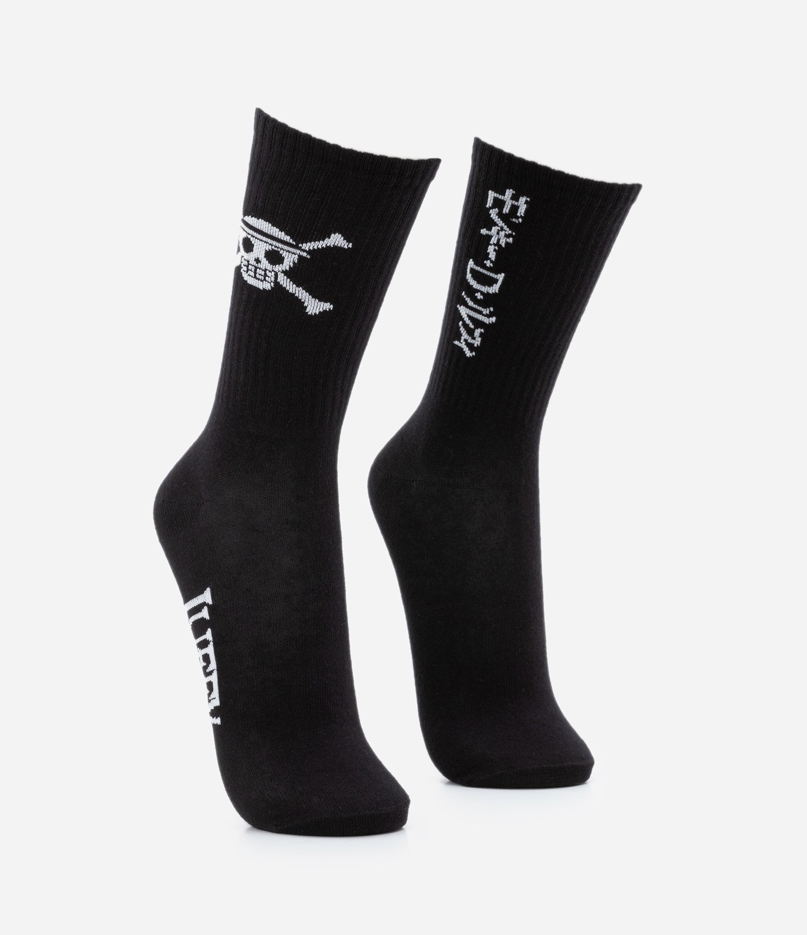 Meia Cano Longo com Estampa One Piece Skull Preto 2