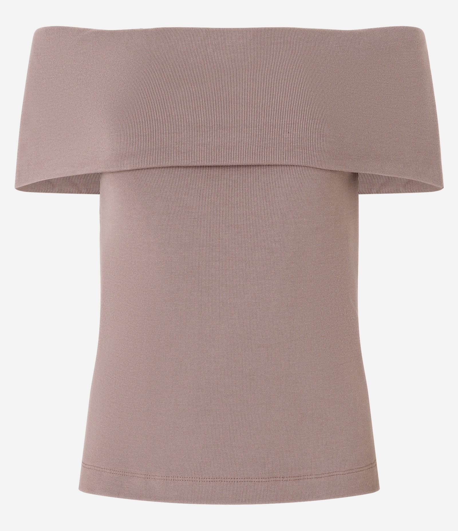 Blusa Ombro a Ombro em Ribana com Dobra no Decote Marrom 5