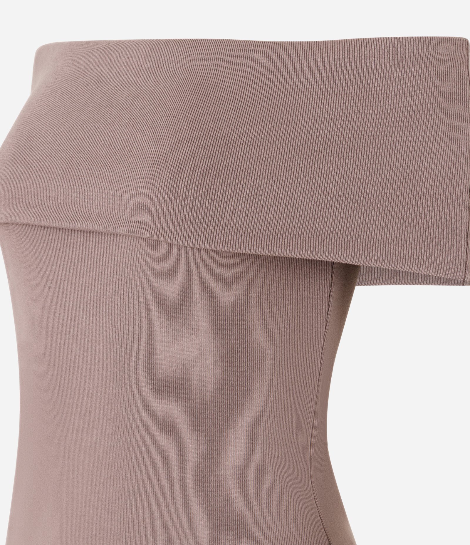 Blusa Ombro a Ombro em Ribana com Dobra no Decote Marrom 6