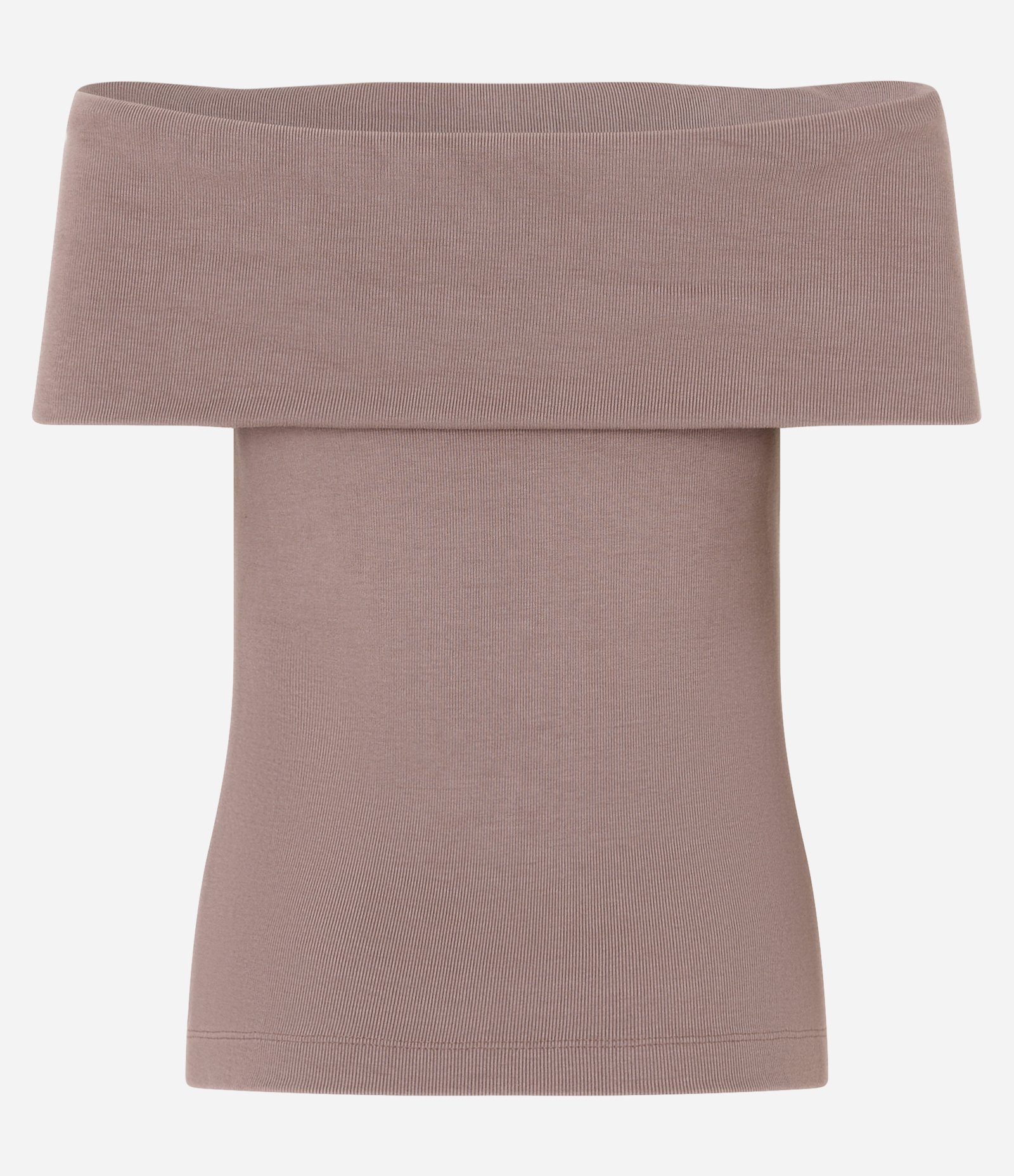 Blusa Ombro a Ombro em Ribana com Dobra no Decote Marrom 7