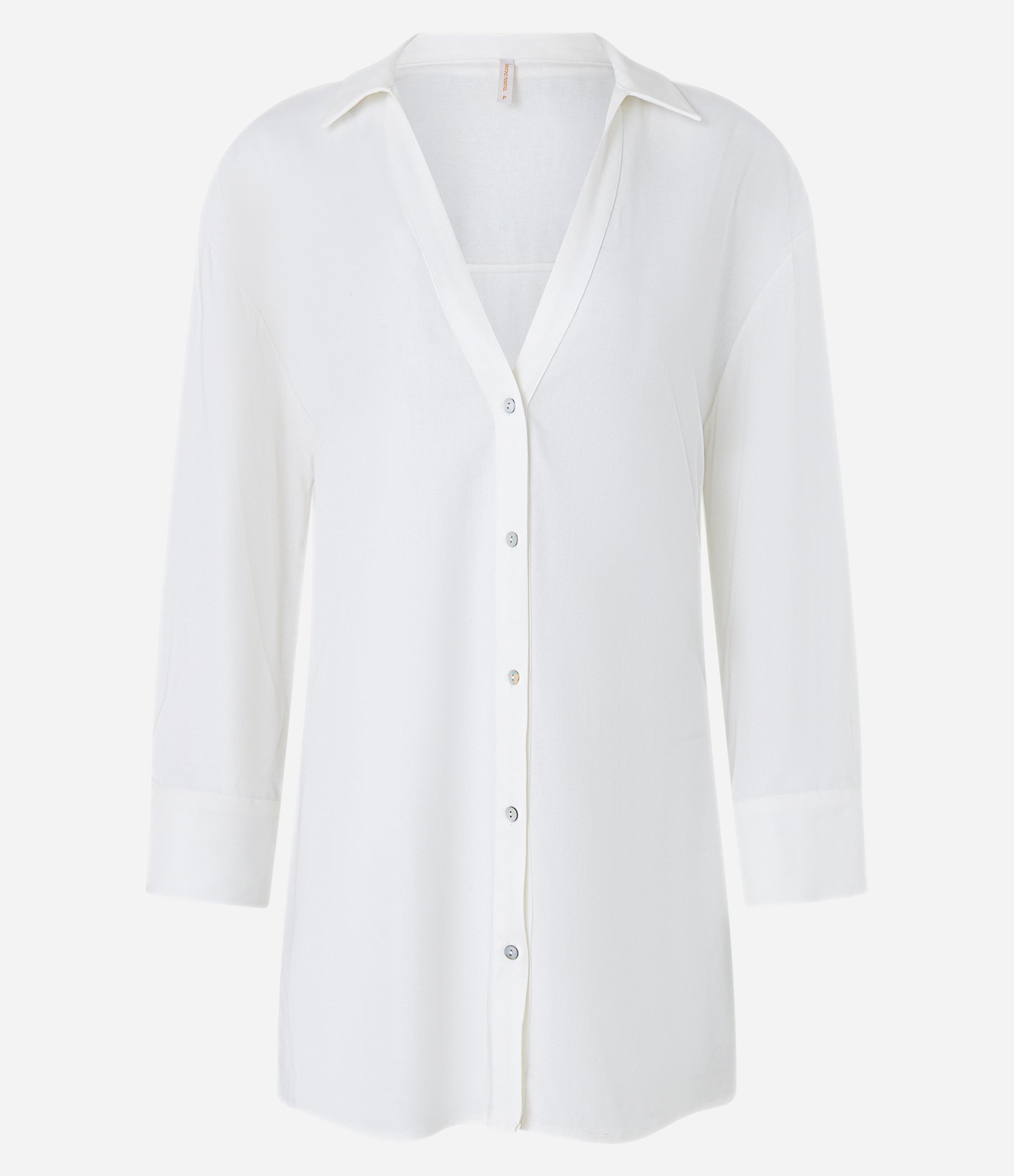 Saída de Praia Camisa em Viscolinho Branco 5