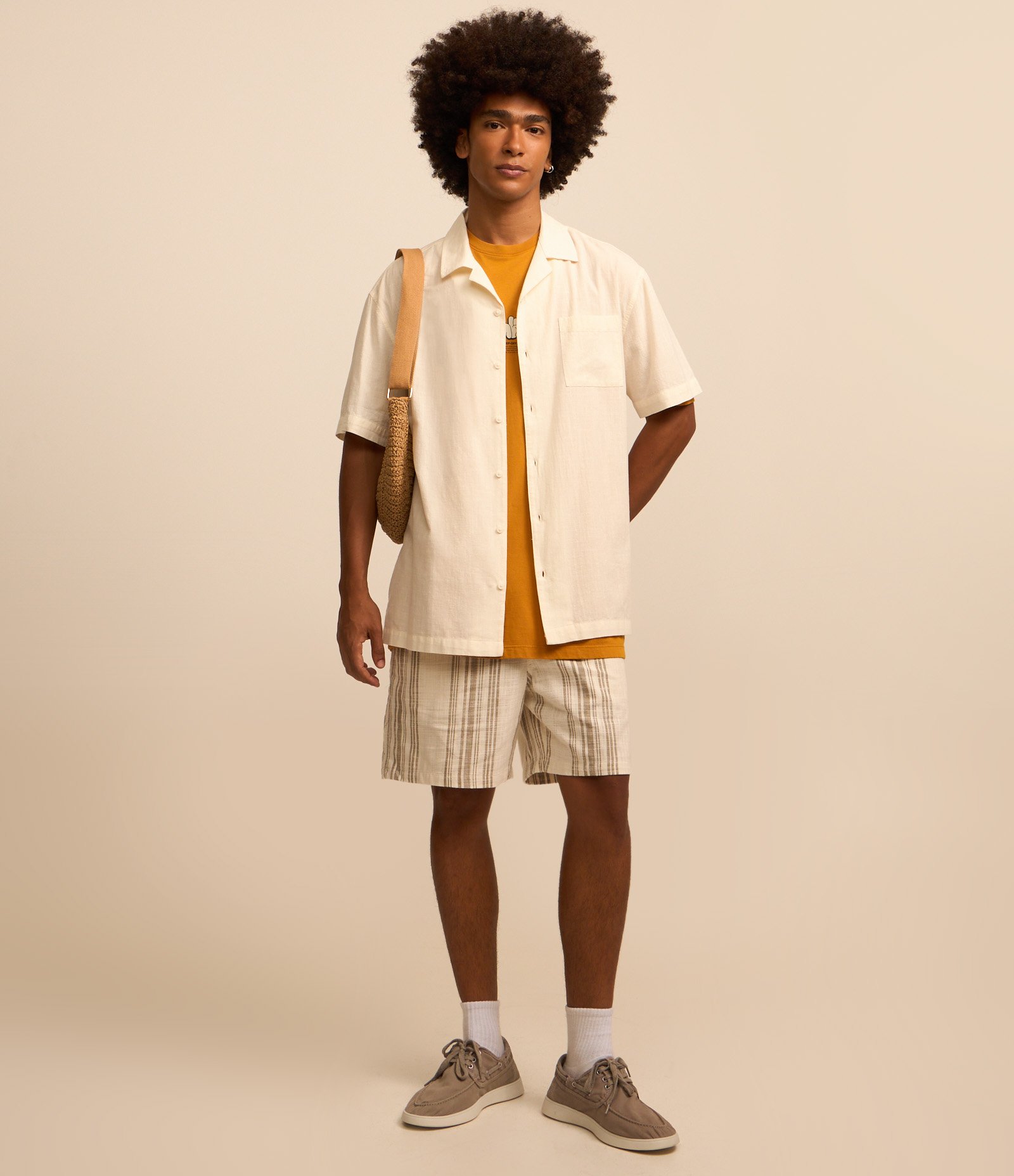 Camisa Relaxed em Tricoline com Textura Bowling Branco 2