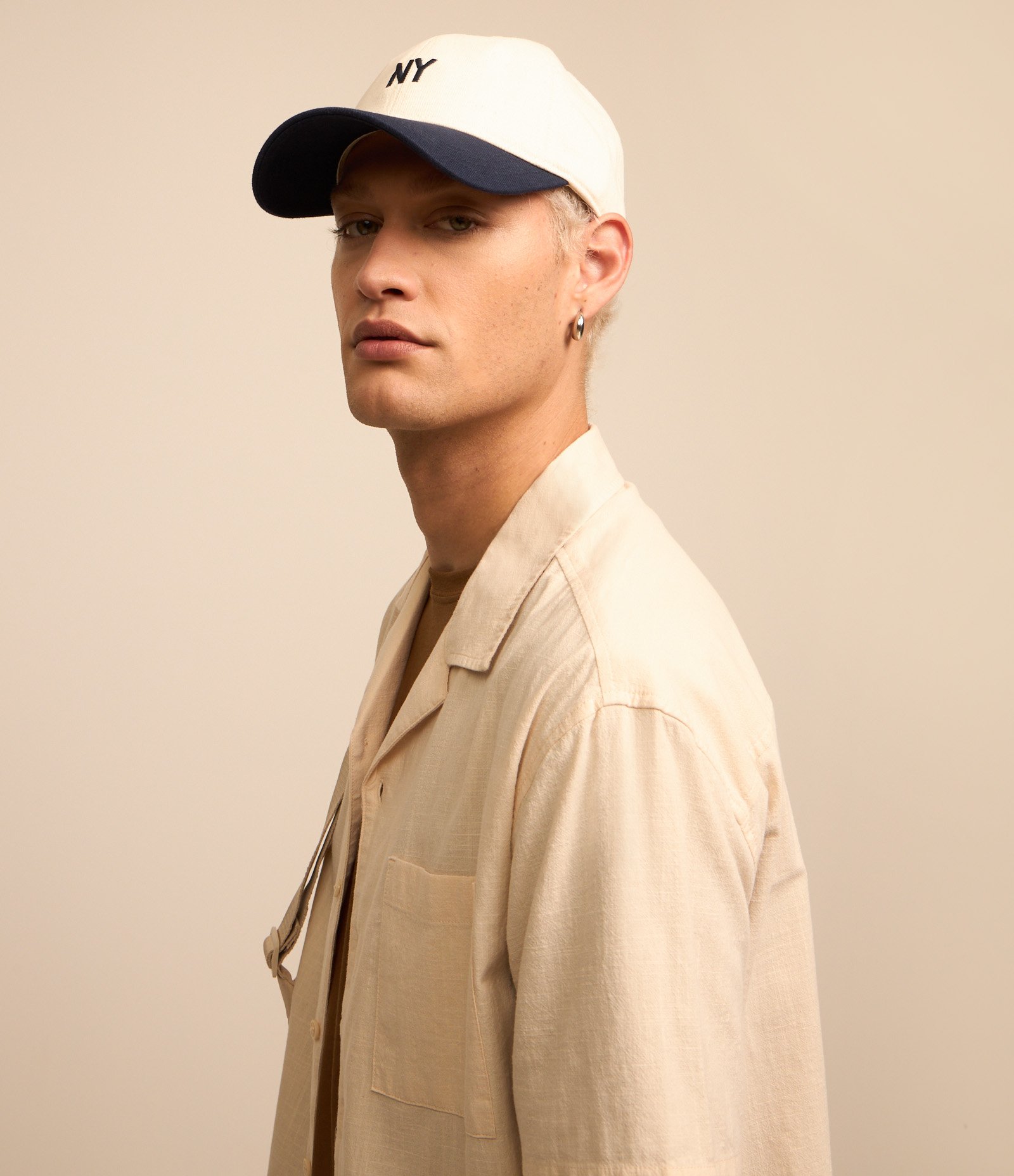 Camisa Relaxed em Tricoline com Textura Bowling Bege 3