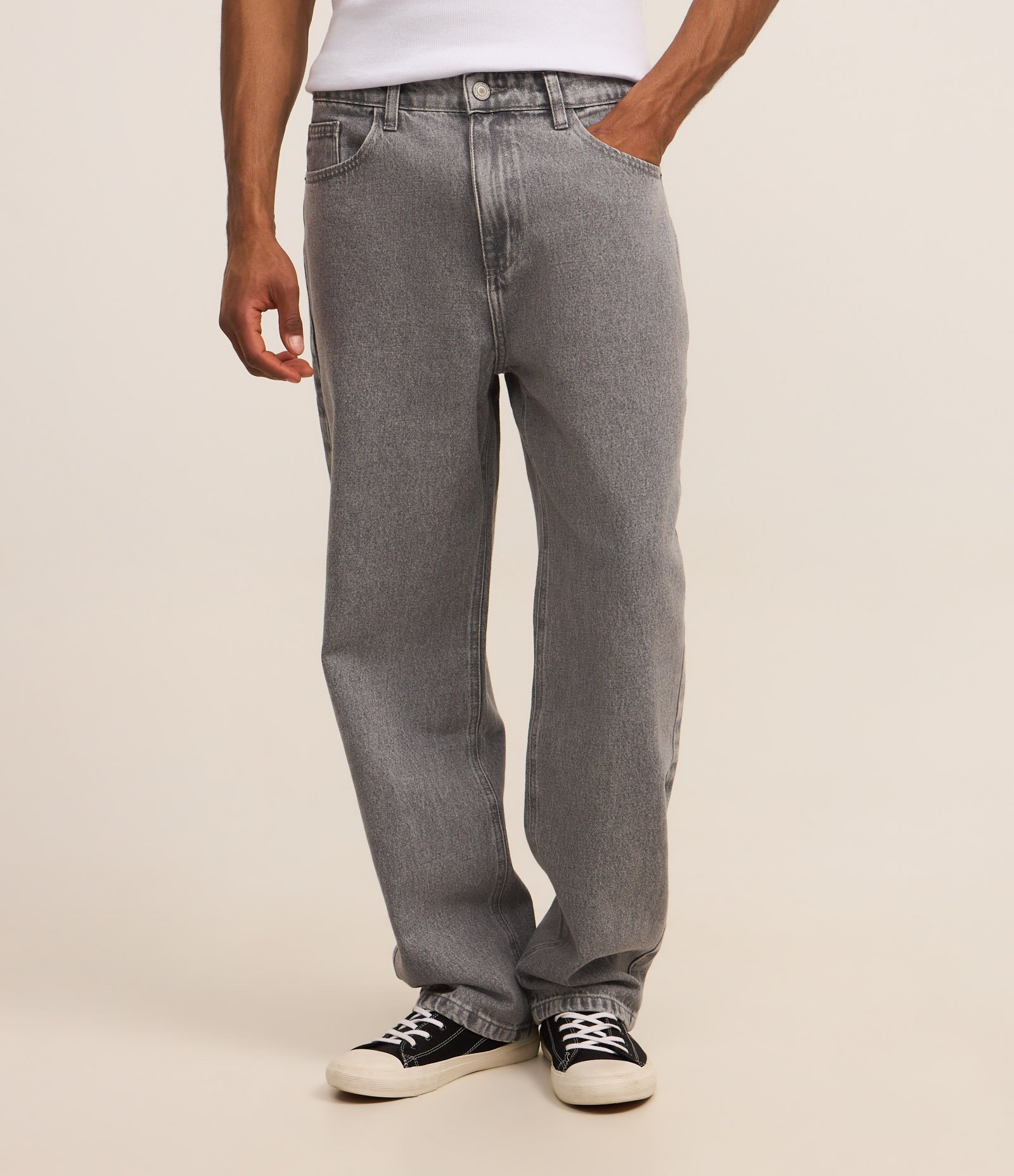 Calça Baggy em Jeans Vintage Cinza 2