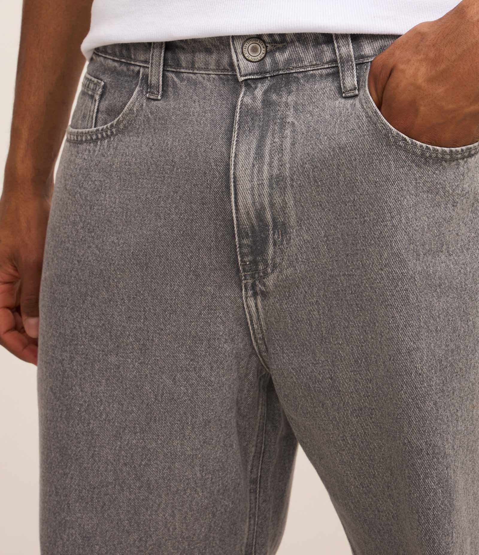 Calça Baggy em Jeans Vintage Cinza 4