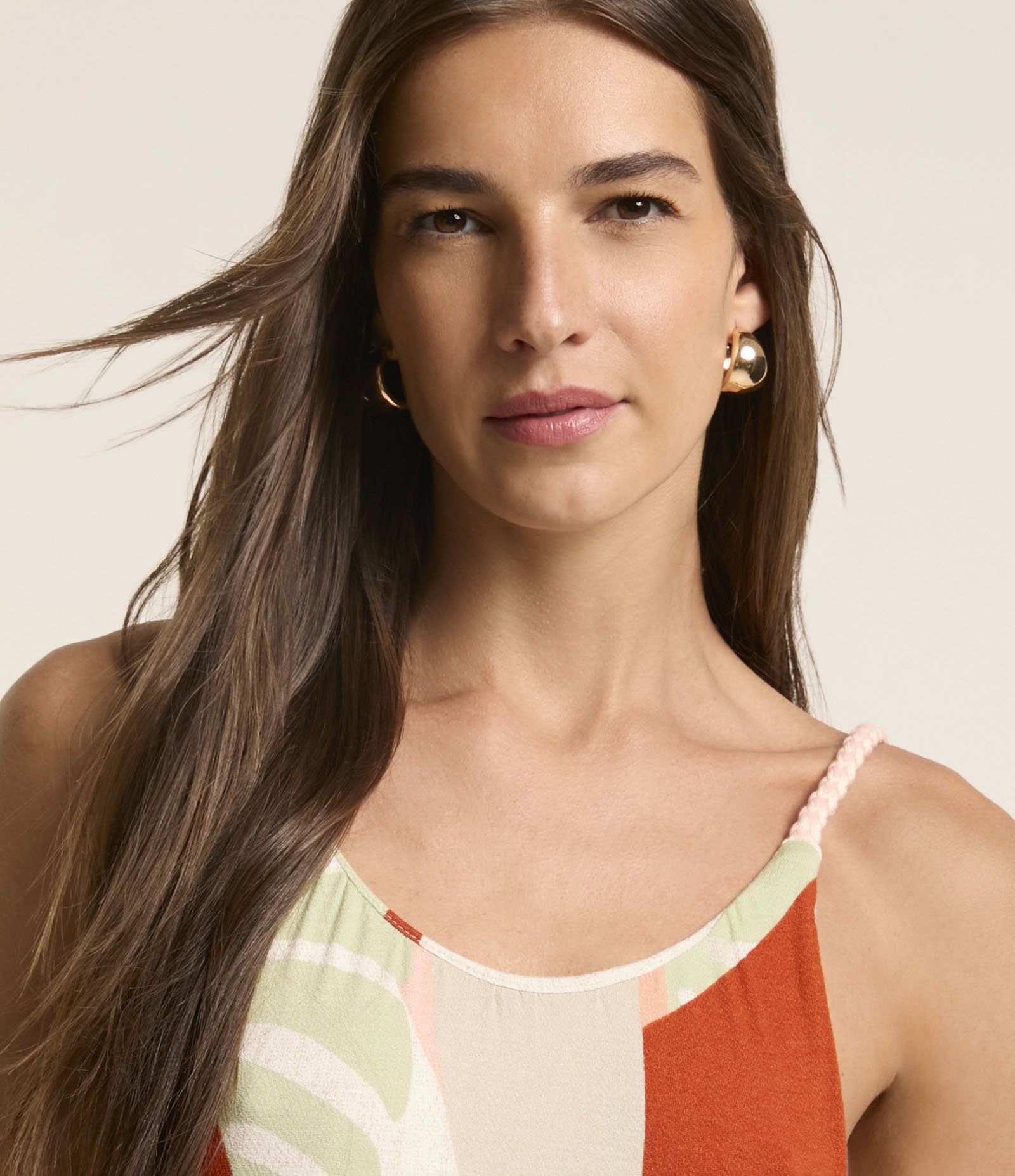 Vestido New Midi em Viscose com Estampa de Folhagem e Babado na Barra Multicores 3