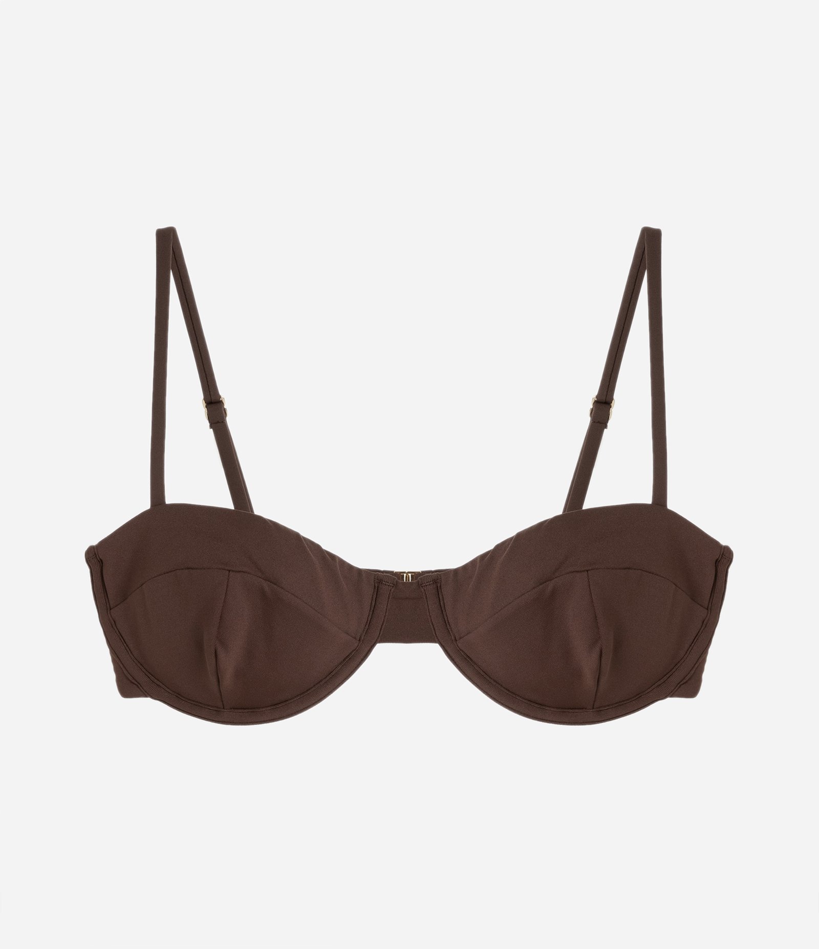 Biquíni Top Meia Taça em Microfibra com Aro e Alças Finas Marrom 5