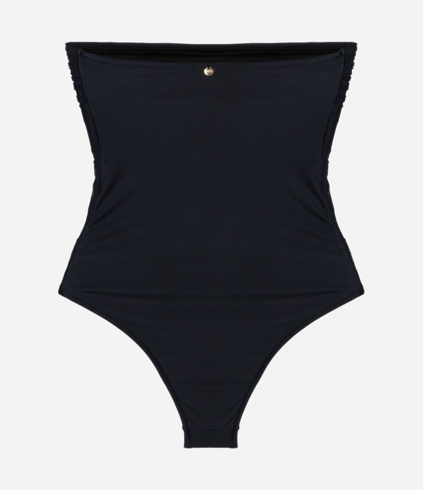 Maiô Sem Alça em Microfibra com Busto Drapeado Preto 5