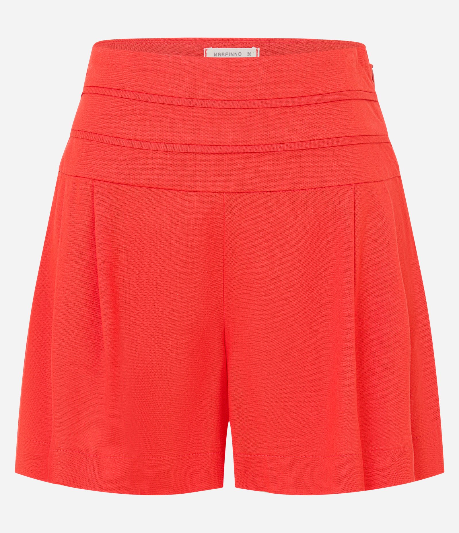 Short em Viscolinho com Costura Aparente e Pregas Laranja 7