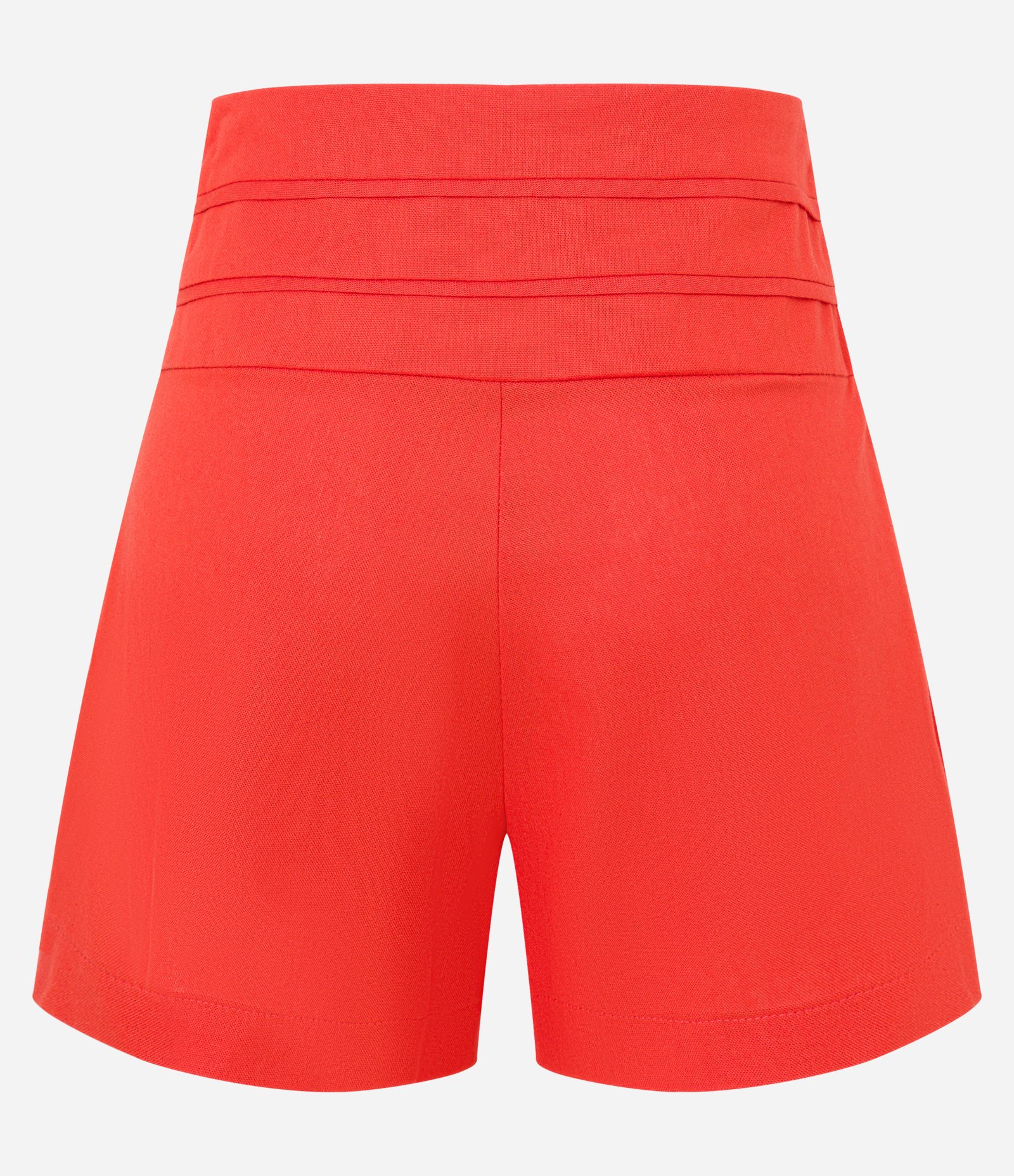 Short em Viscolinho com Costura Aparente e Pregas Laranja 8