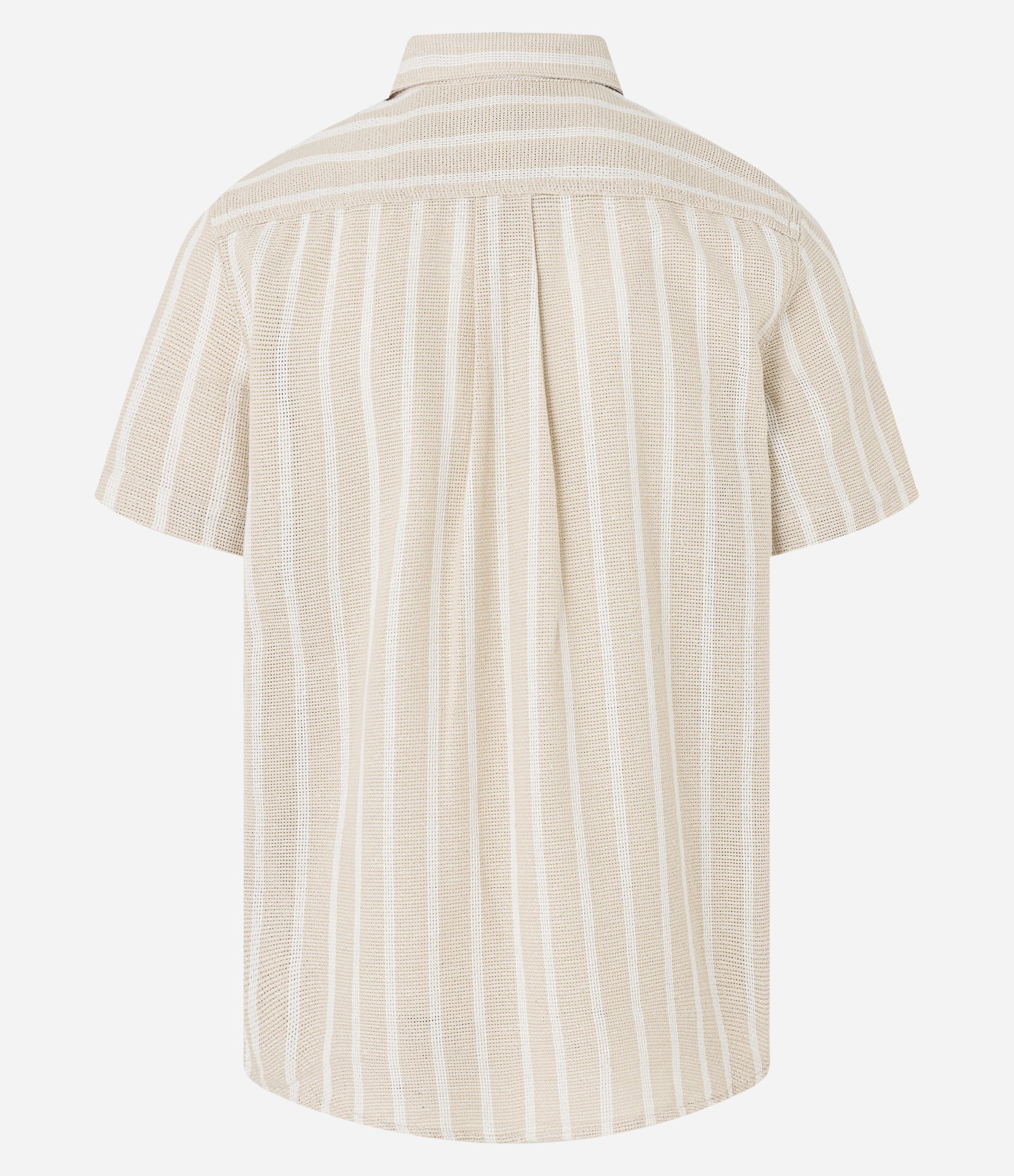 Camisa Maquinetada com Listras Verticais e Textura Bege/Branco 9