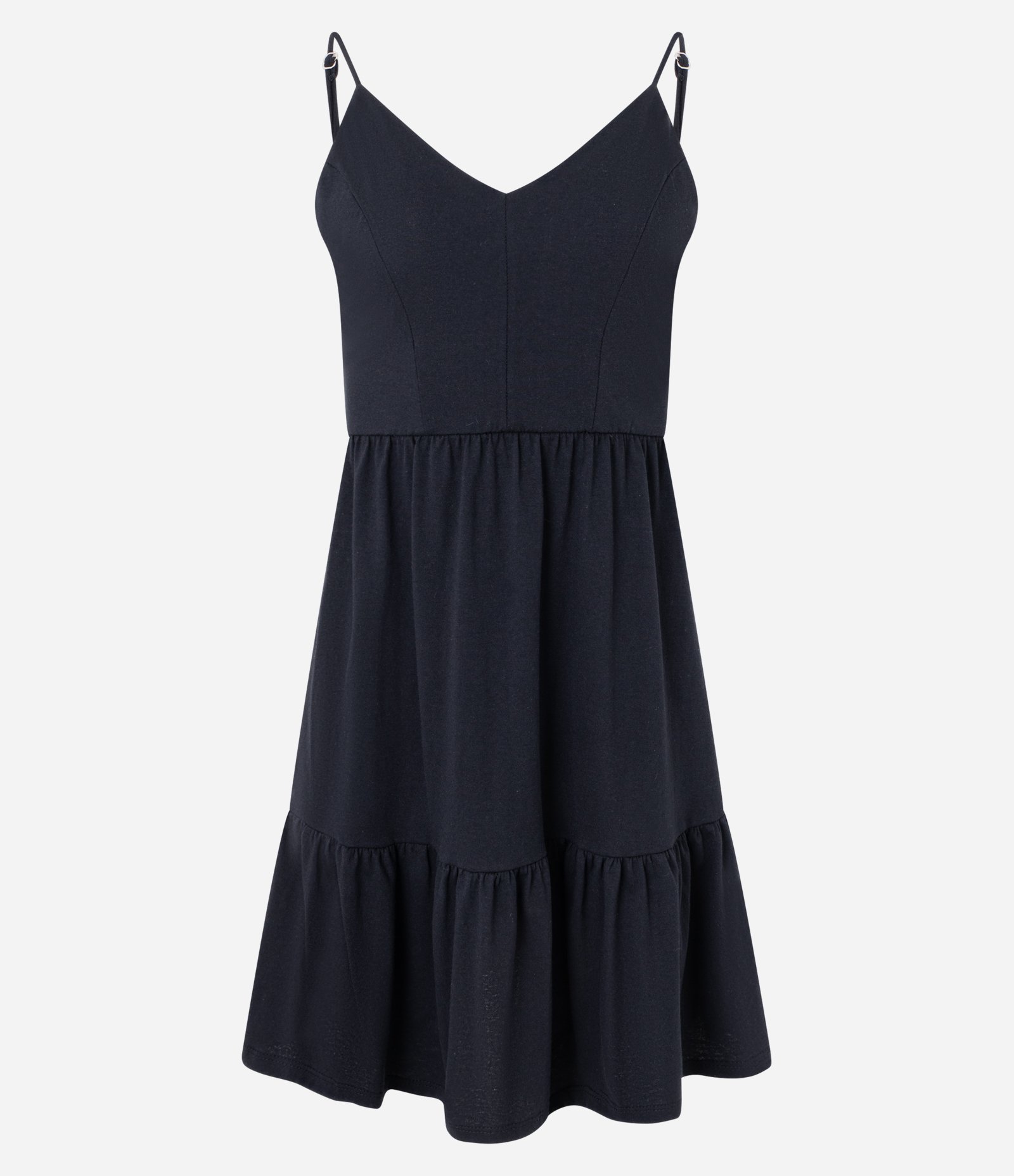 Vestido Curto em Algodão com Recorte e Alcinhas Finas Preto 5