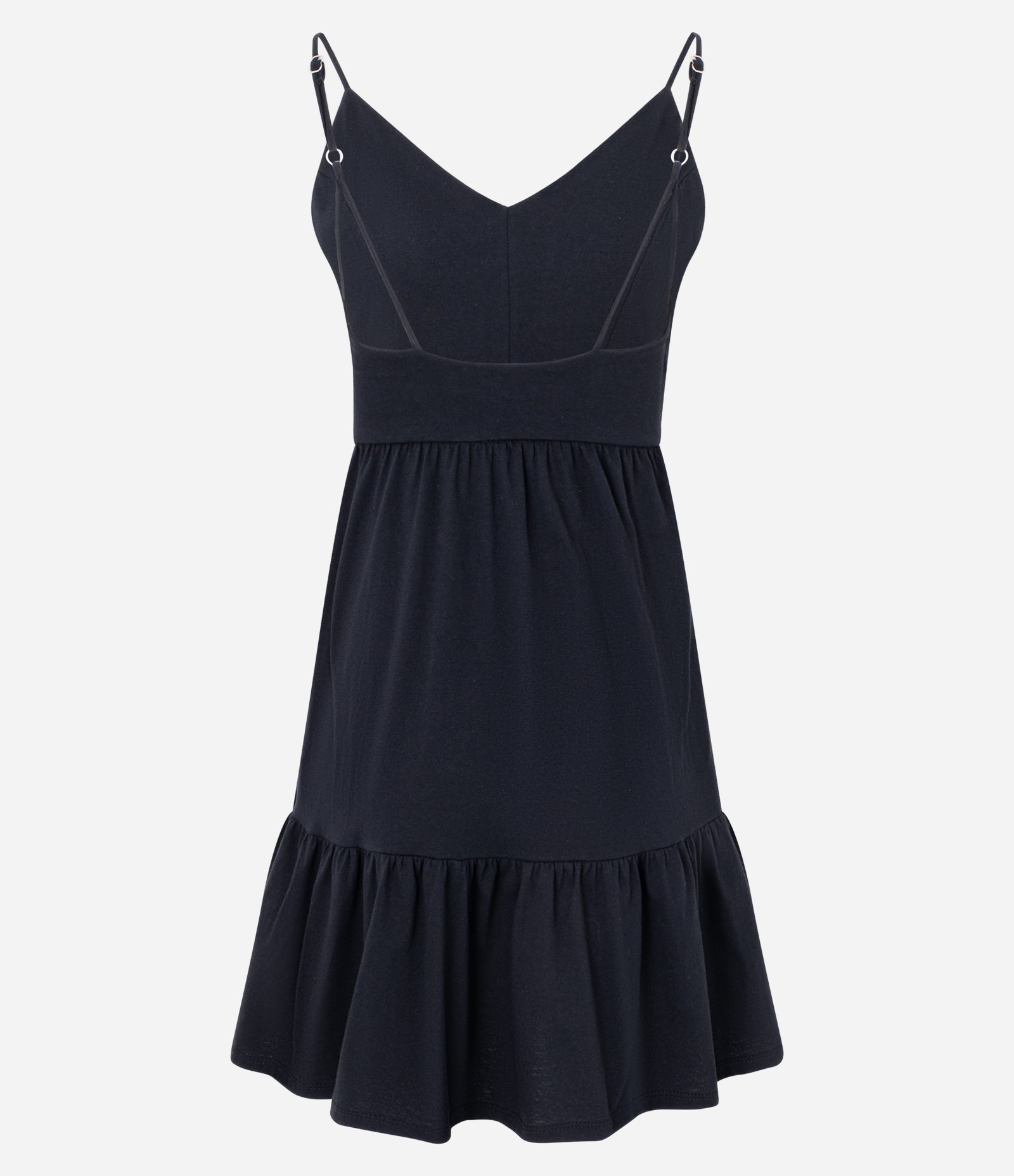 Vestido Curto em Algodão com Recorte e Alcinhas Finas Preto 6