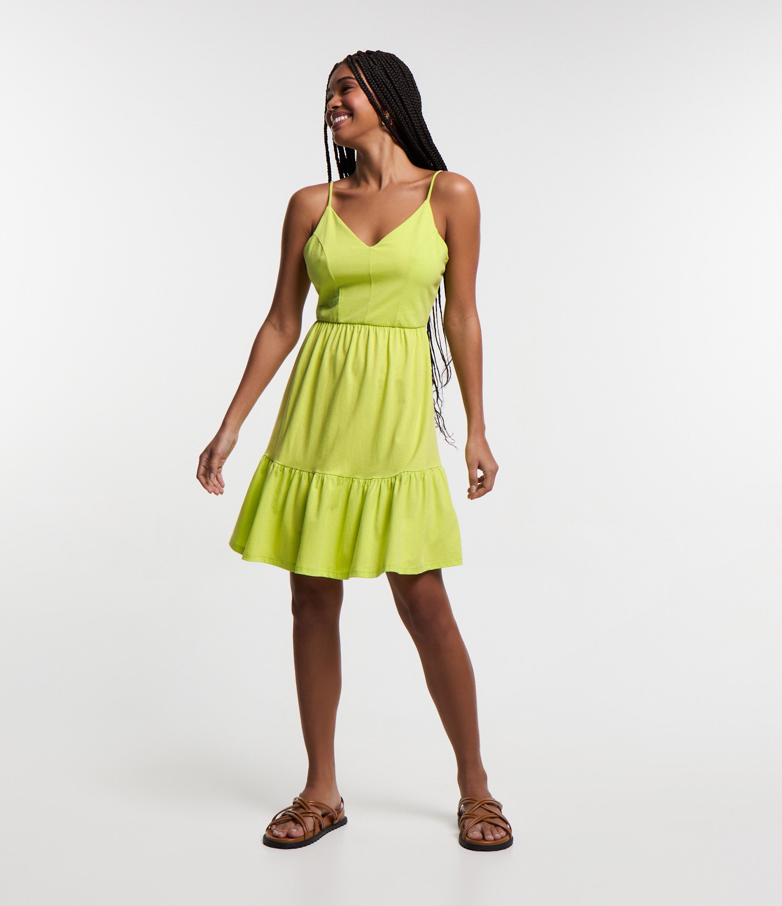 Vestido Curto em Algodão com Recorte e Alcinhas Finas 2