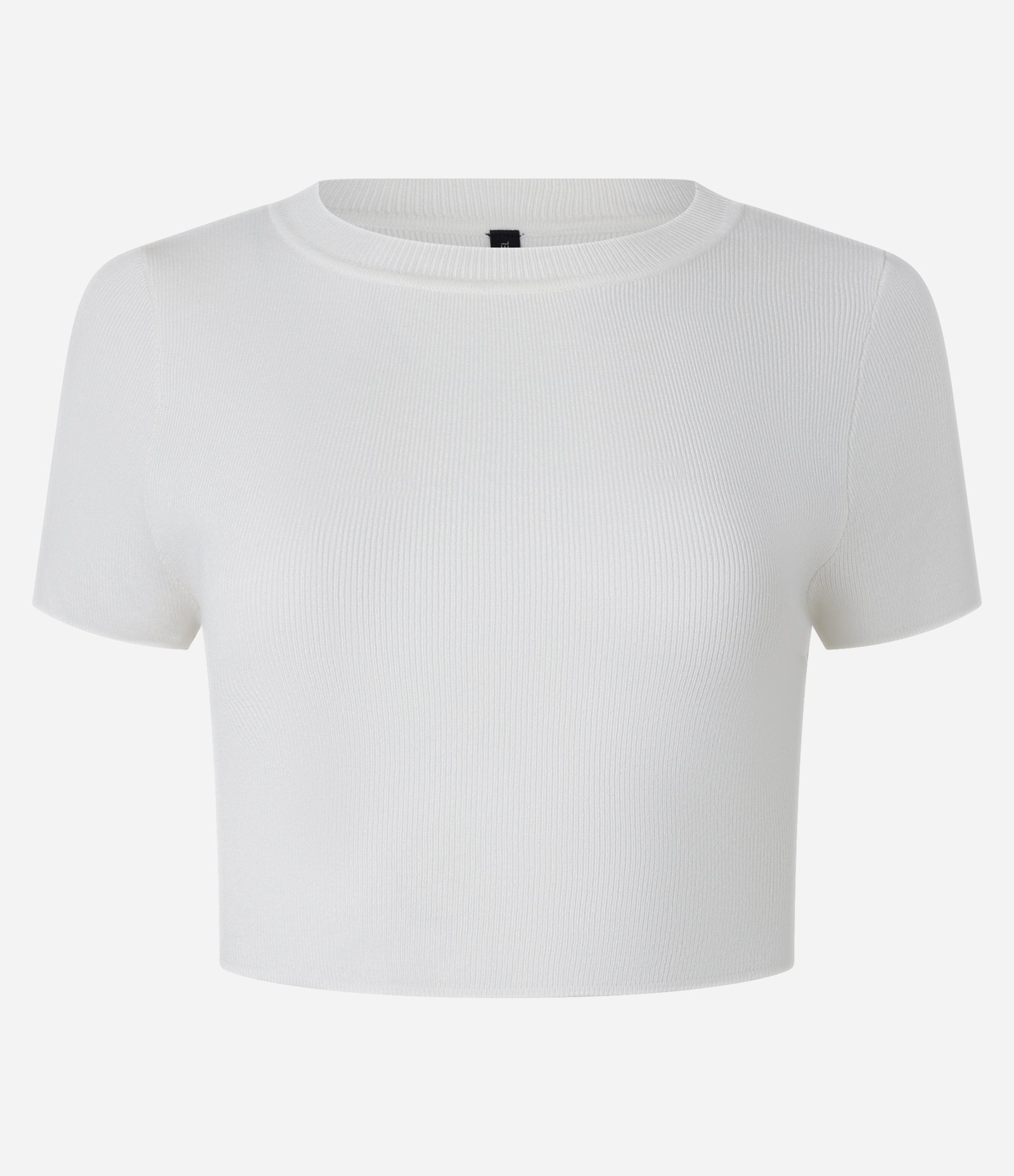 Blusa Básica Cropped Canelada em Viscose Branco 1