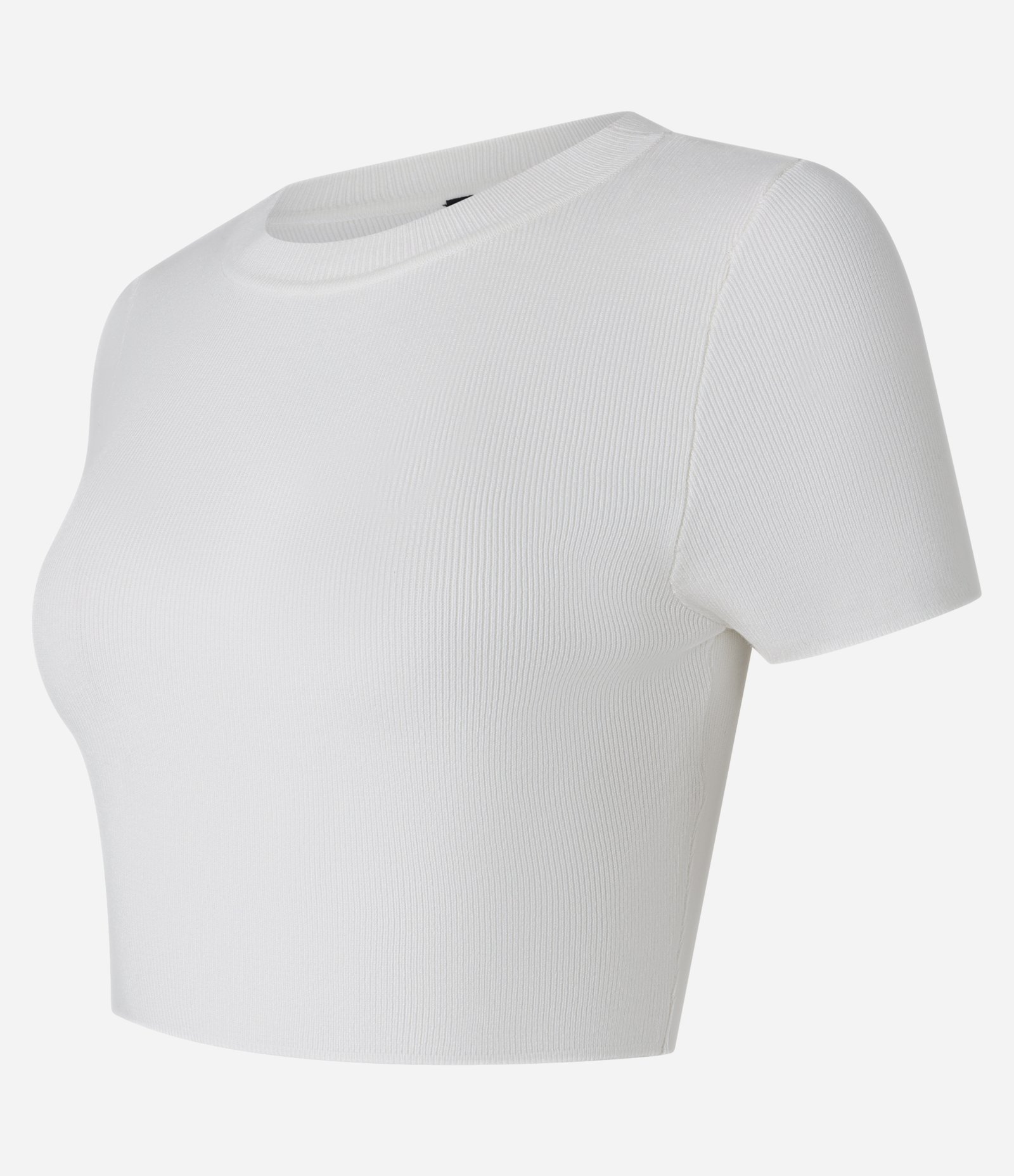 Blusa Básica Cropped Canelada em Viscose Branco 2