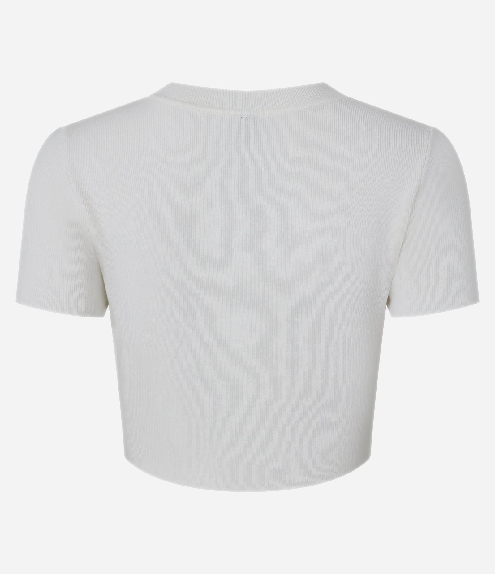 Blusa Básica Cropped Canelada em Viscose Branco 3