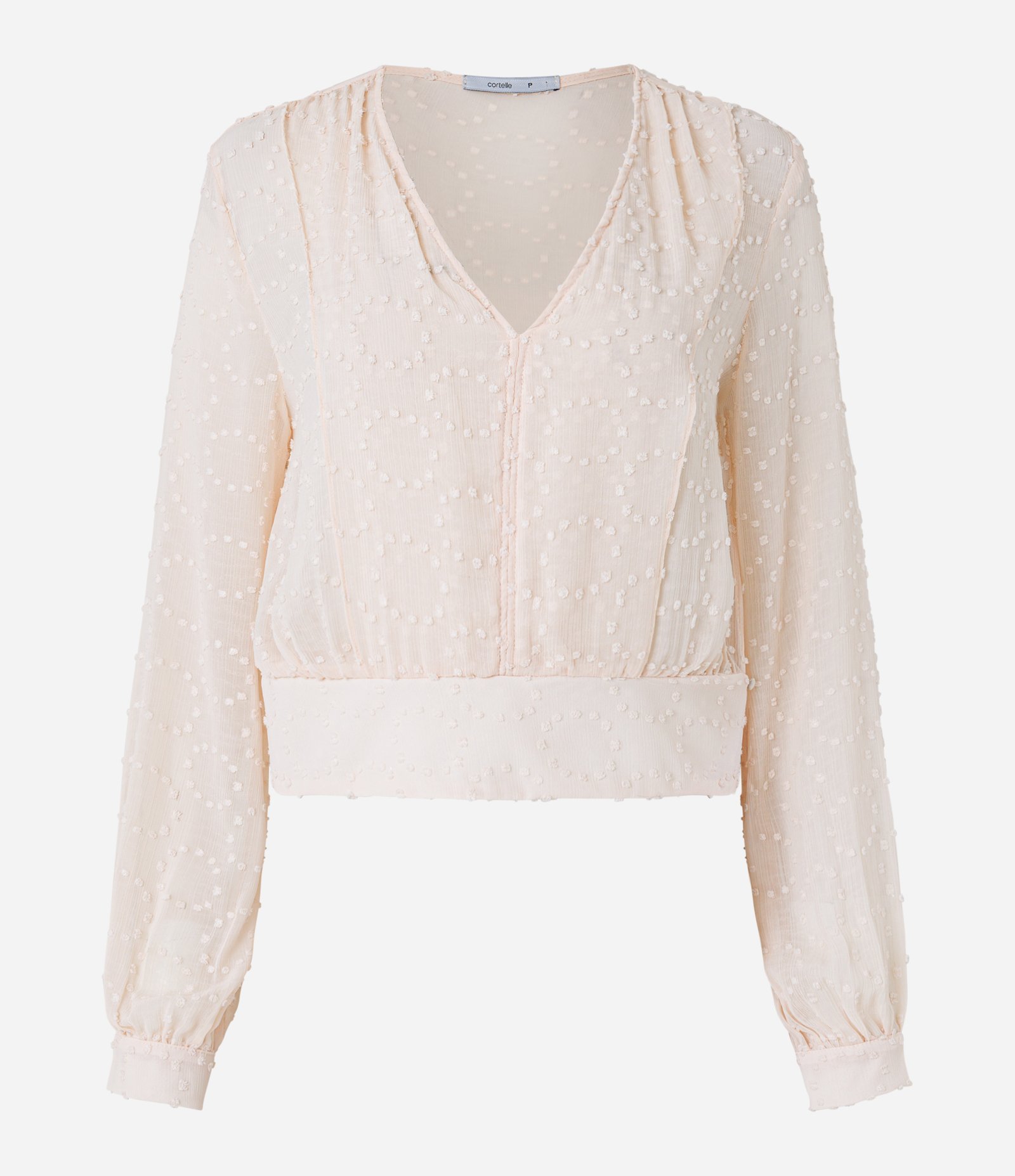 Blusa em Chiffon com Decote V e Texturas Off White 6