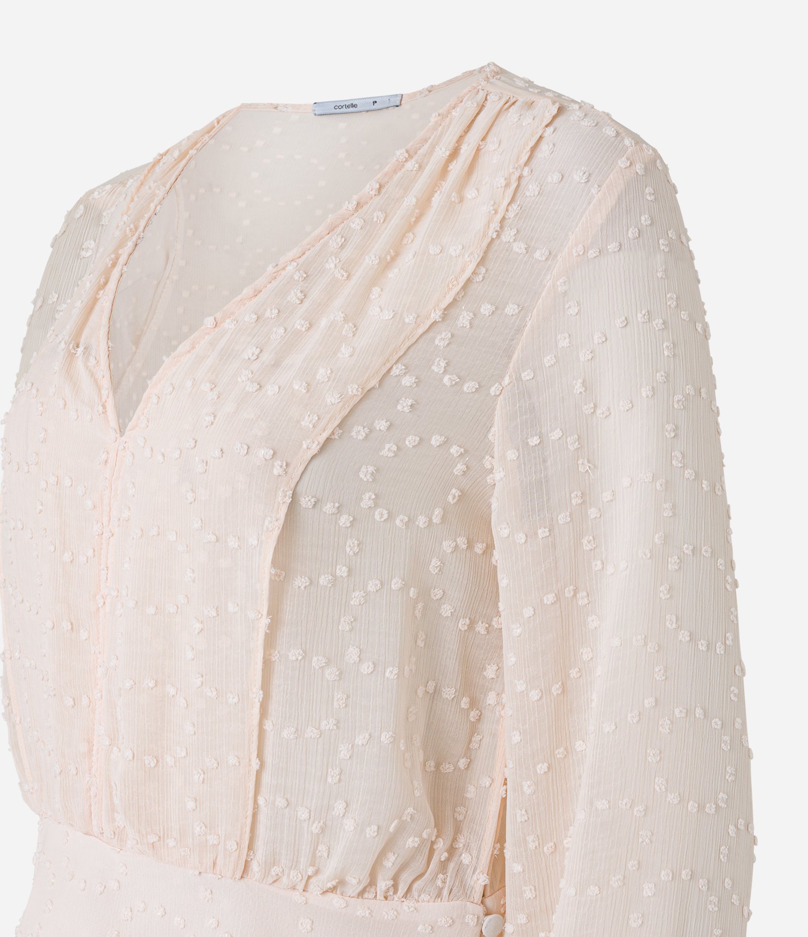 Blusa em Chiffon com Decote V e Texturas Off White 7
