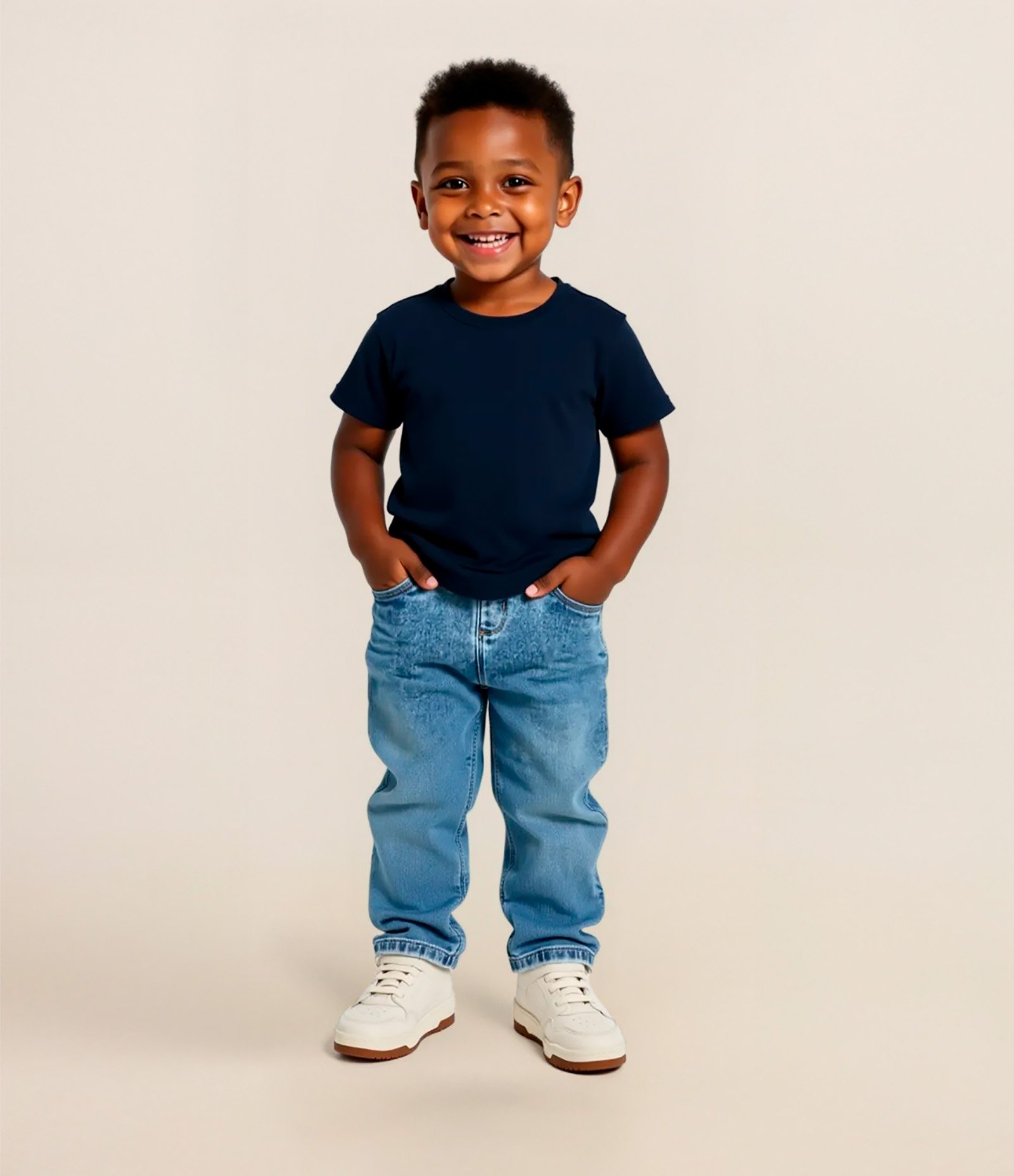 Calça Reta Infantil em Jeans com Cós Elástico - Tam 1 a 5 Anos Azul 1