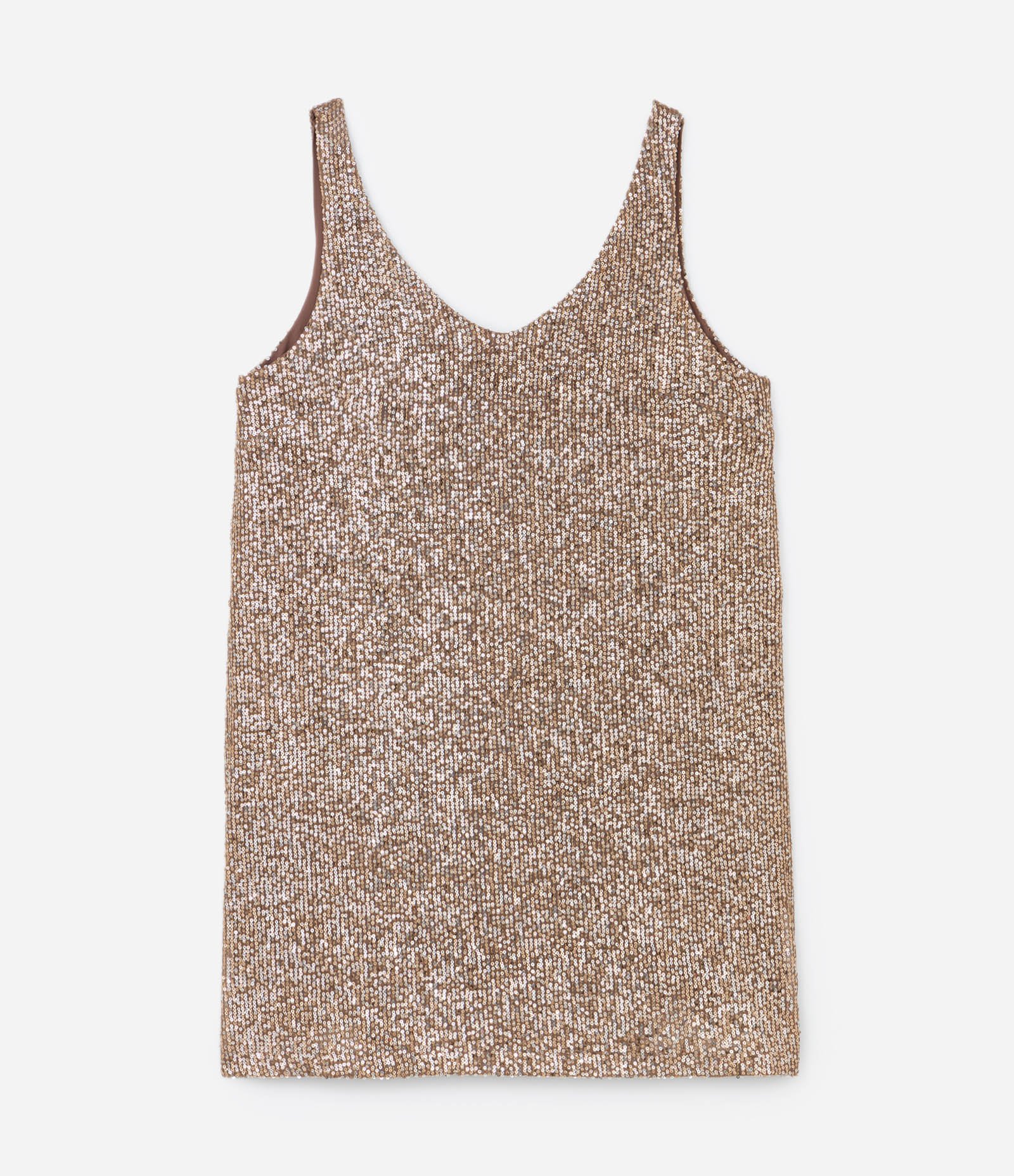 Vestido Curto em Paetê com Alças Médias Curve & Plus Size Dourado 5