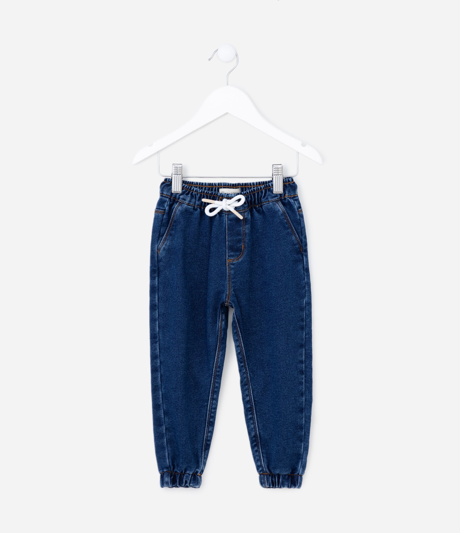 Calça Jogger Infantil em Jeans com Cós Elástico - Tam 1 a 5 Anos Azul Escuro 2