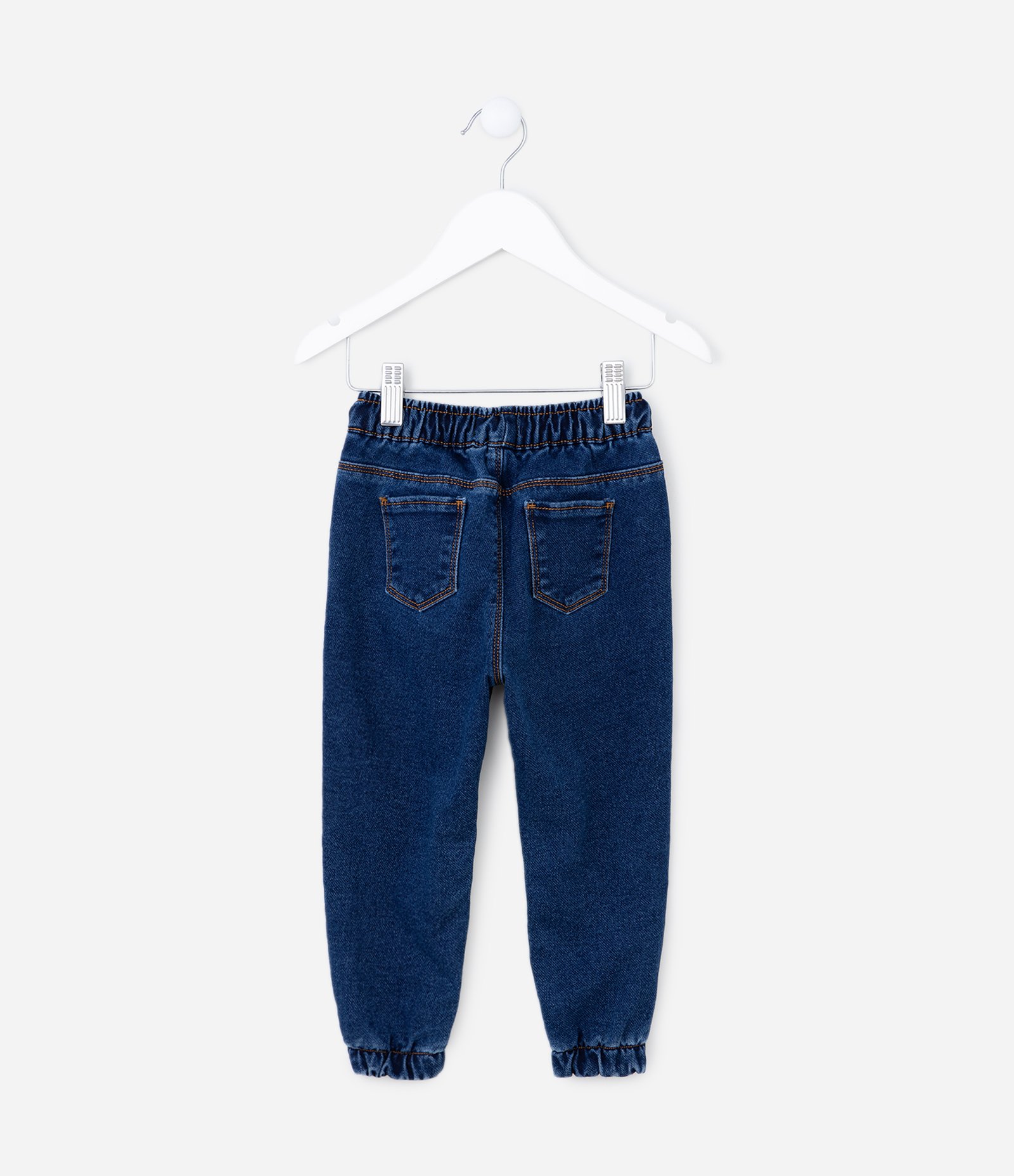 Calça Jogger Infantil em Jeans com Cós Elástico - Tam 1 a 5 Anos Azul Escuro 3