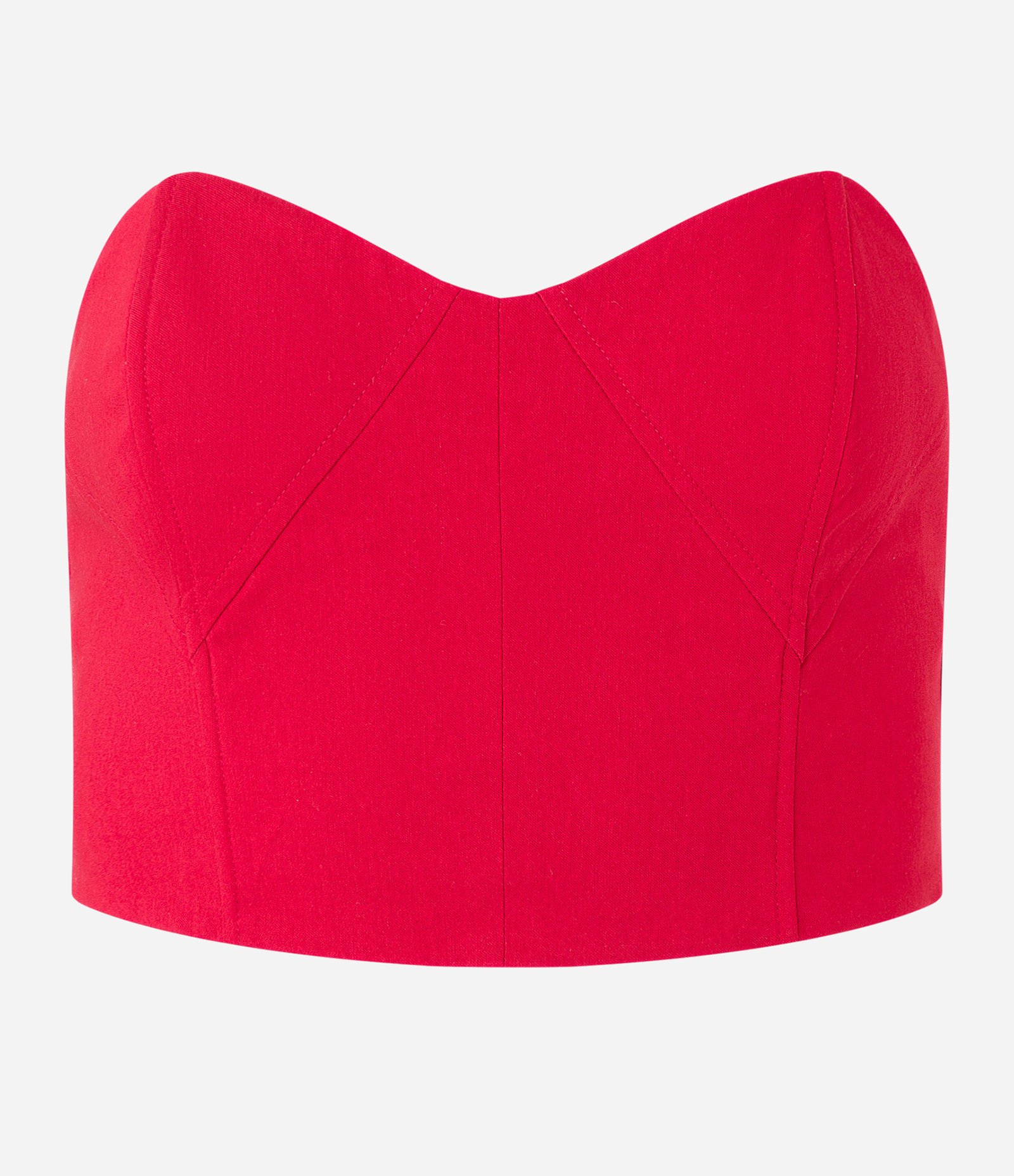 Blusa Cropped em Bengaline com Decote Coração Vermelho 5